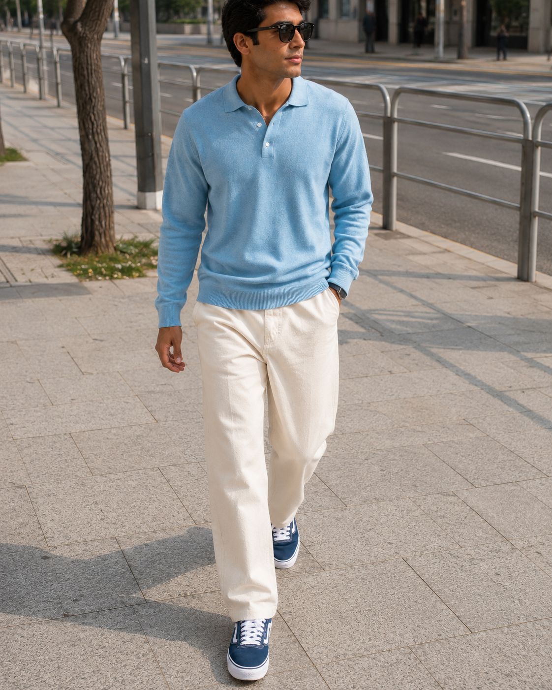 The Heirloom Knit Polo in Ice Blue