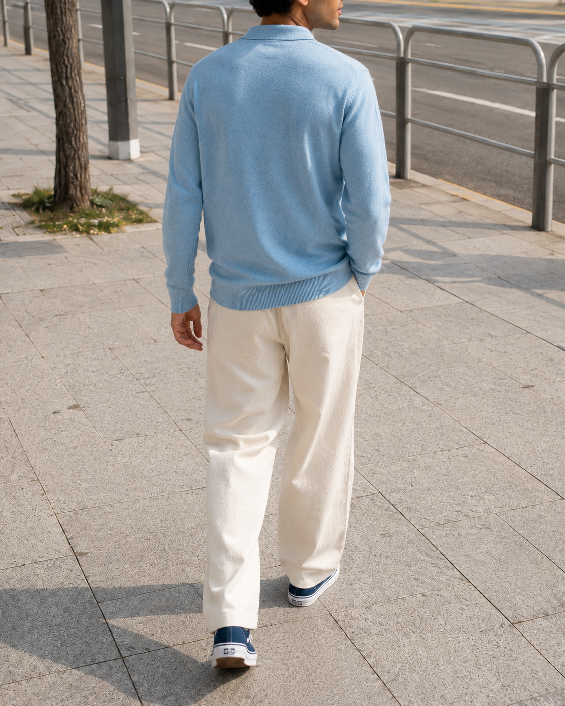 The Heirloom Knit Polo in Ice Blue
