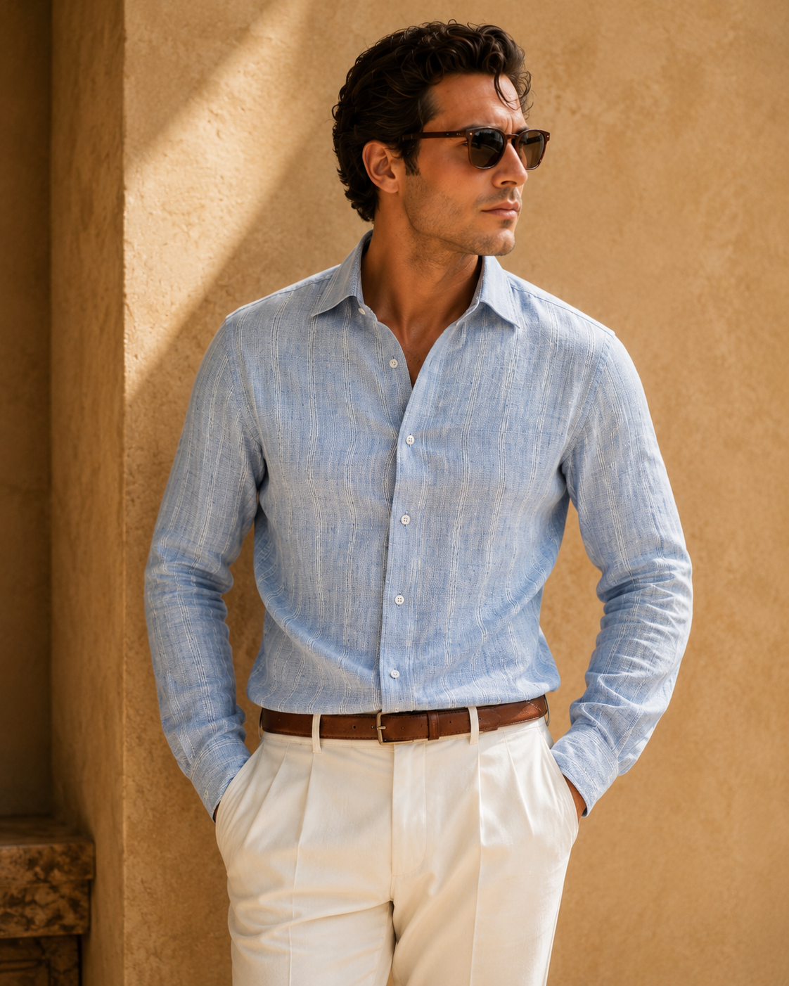 100% Linen Soft Touch St. Tropez Linen Jacquard Shirt
