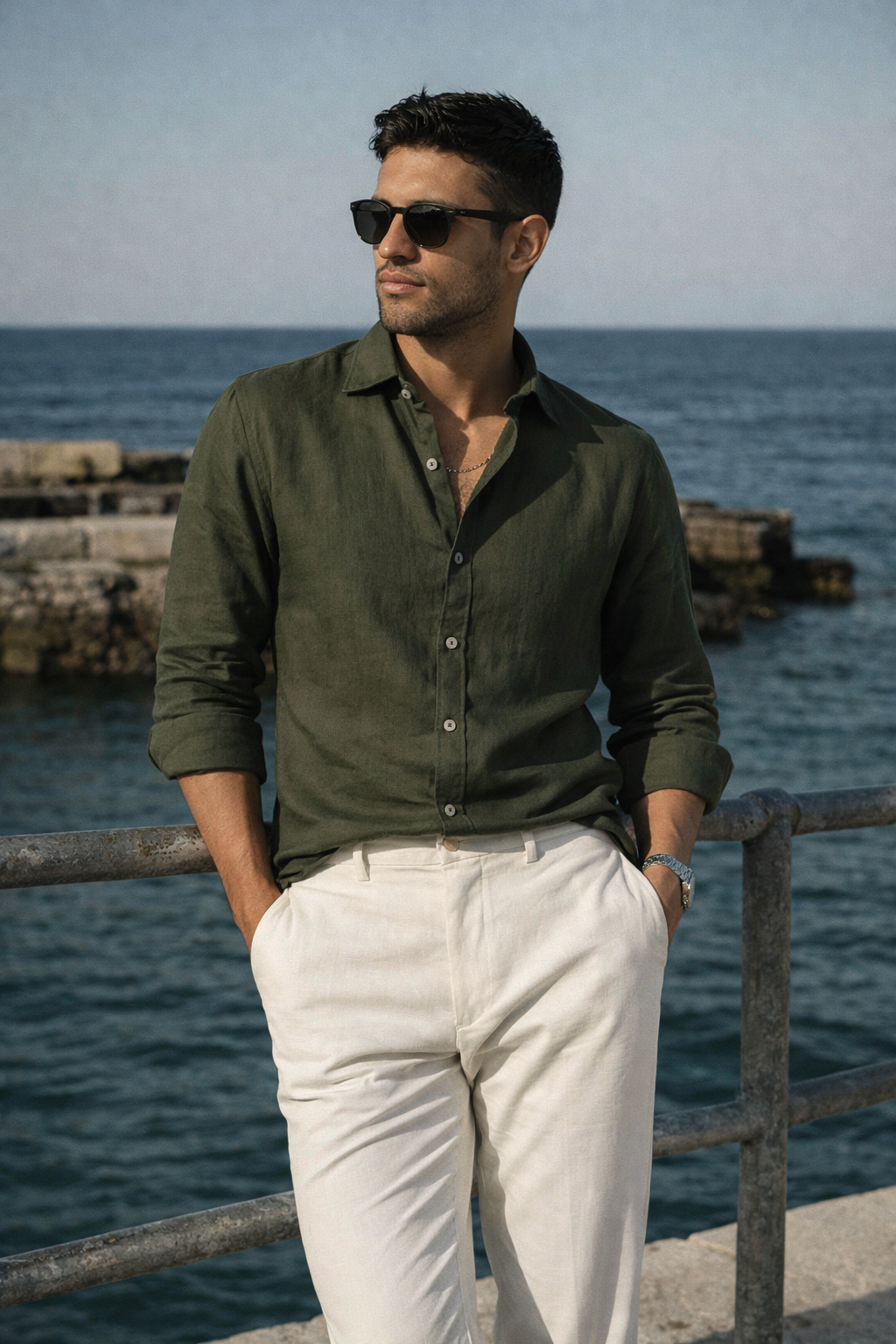 100% Linen Soft Touch Olivewood Shirt