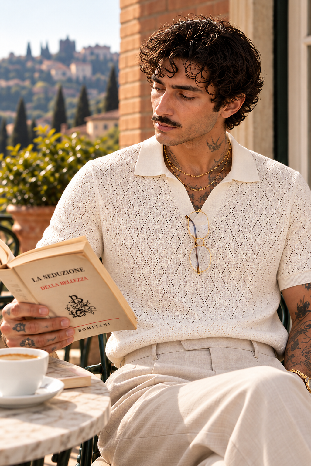 Milano Ivory White Pointelle Polo