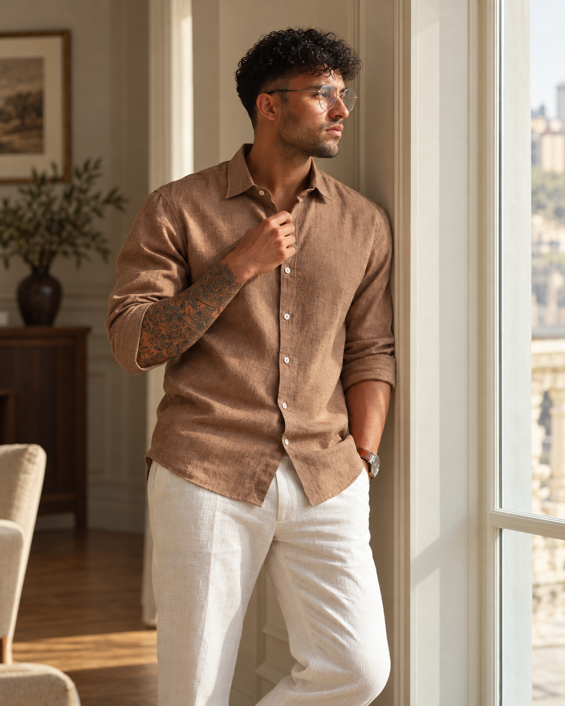 100% Linen Soft Touch Coco Mousse shirt