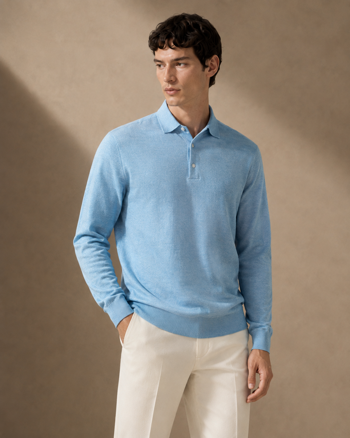 The Heirloom Knit Polo in Ice Blue