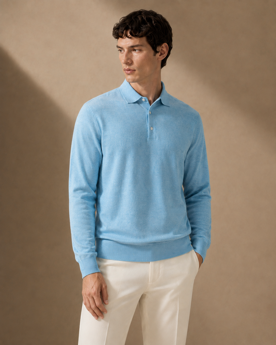 The Heirloom Knit Polo in Ice Blue