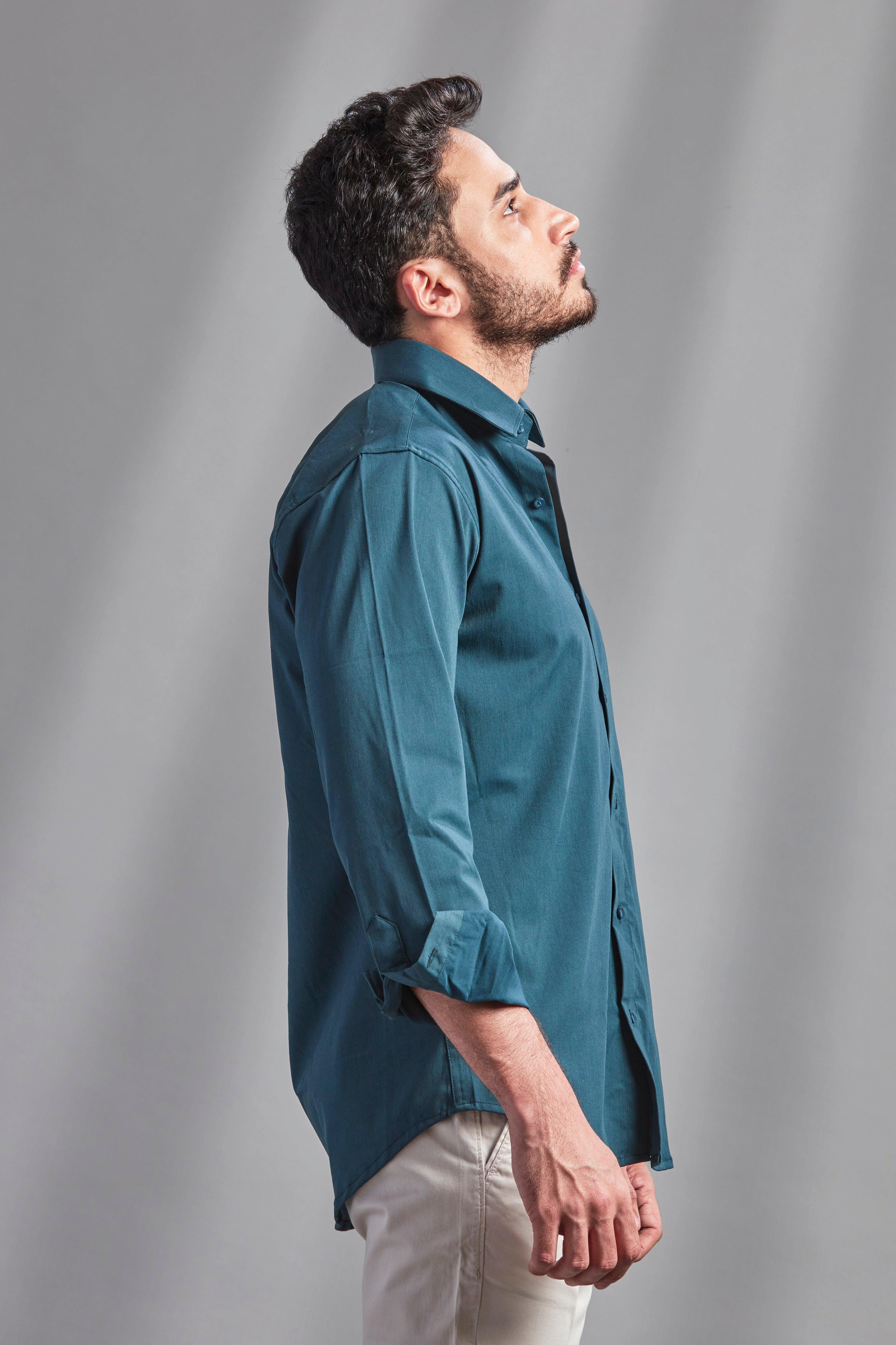 FlexEase Tencel Cotton Shirt in Tropical Teal