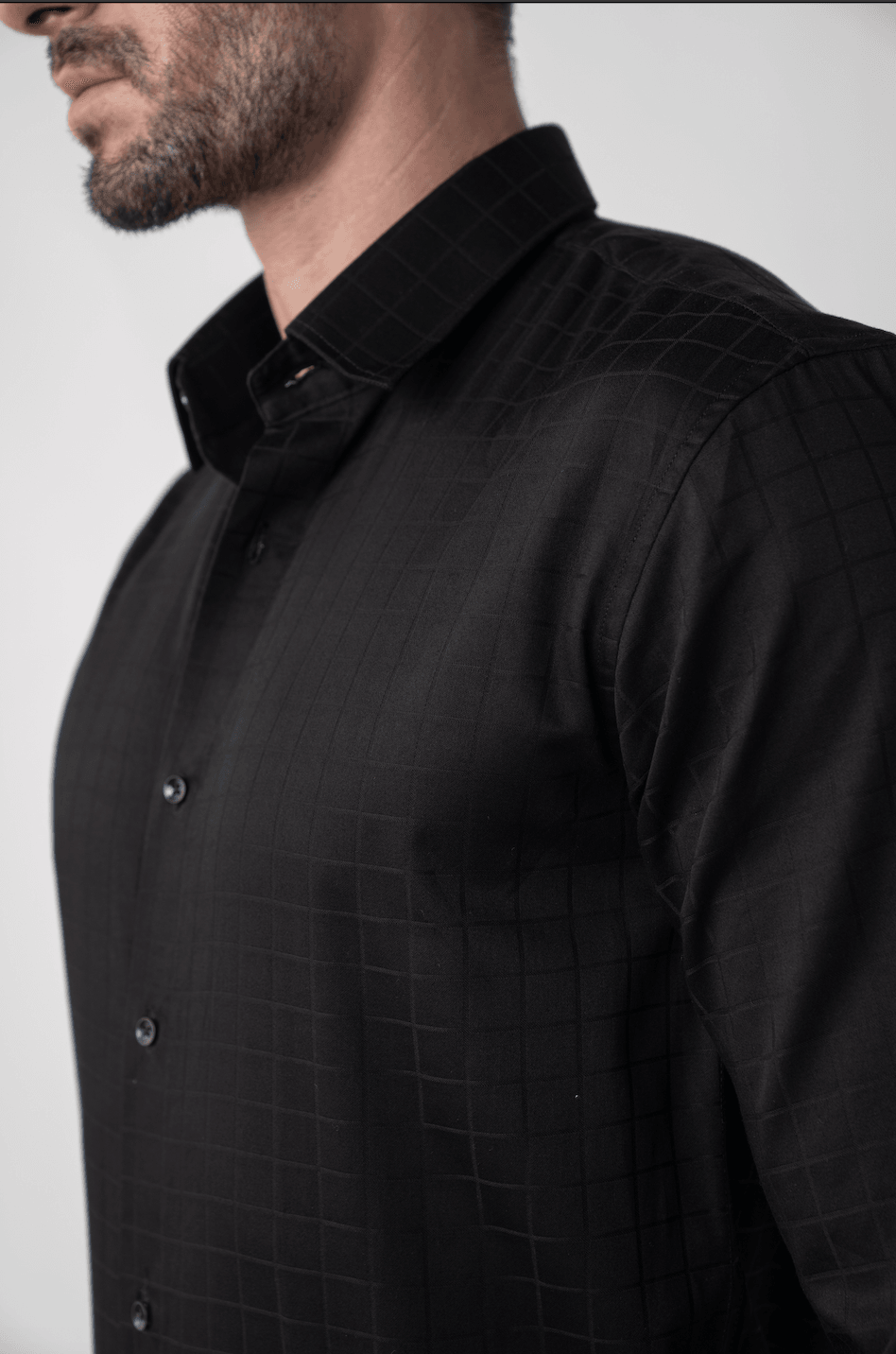 CheckMate Giza Satin Jet Black Shirt