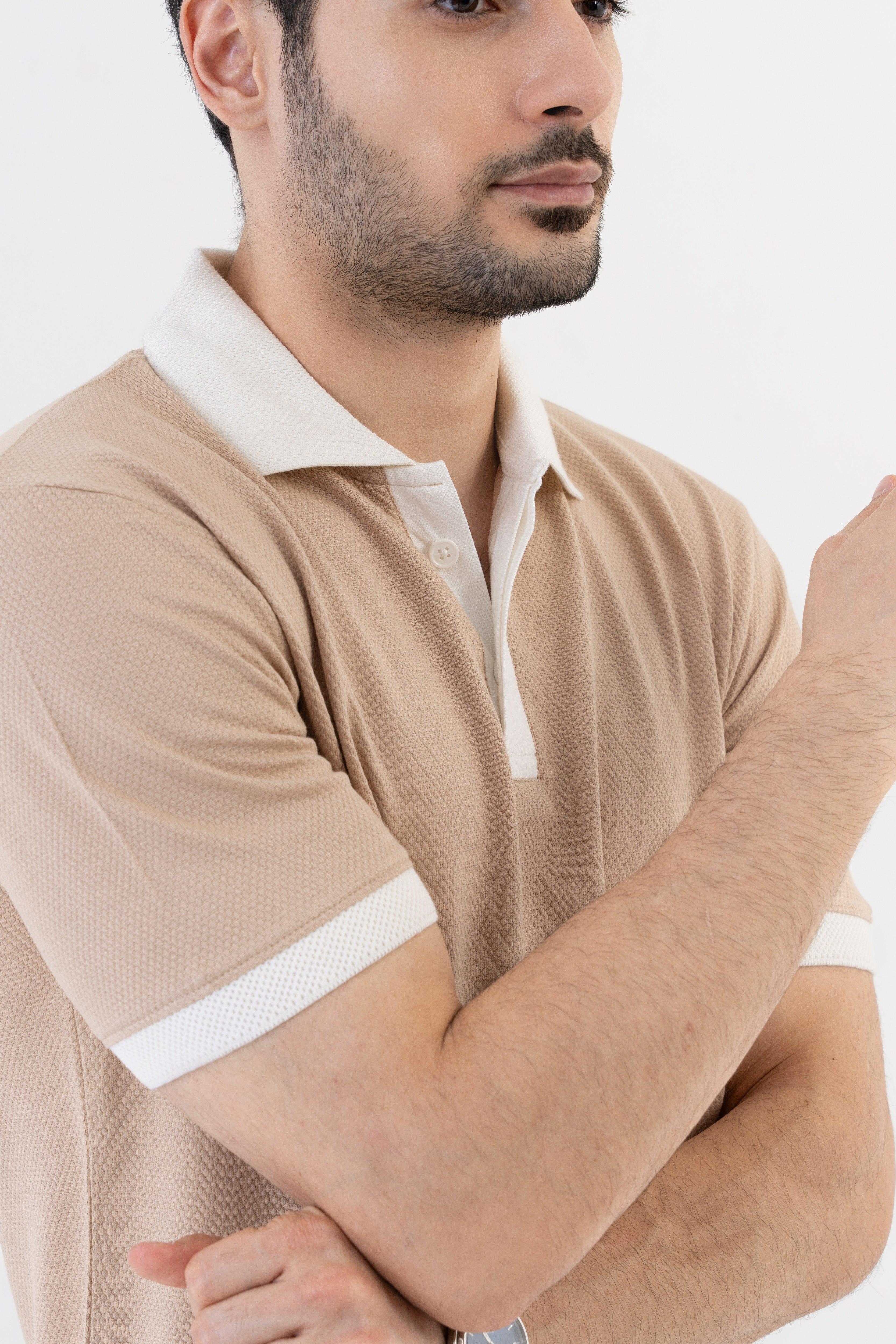 Textured Harmony Polo In Mocha