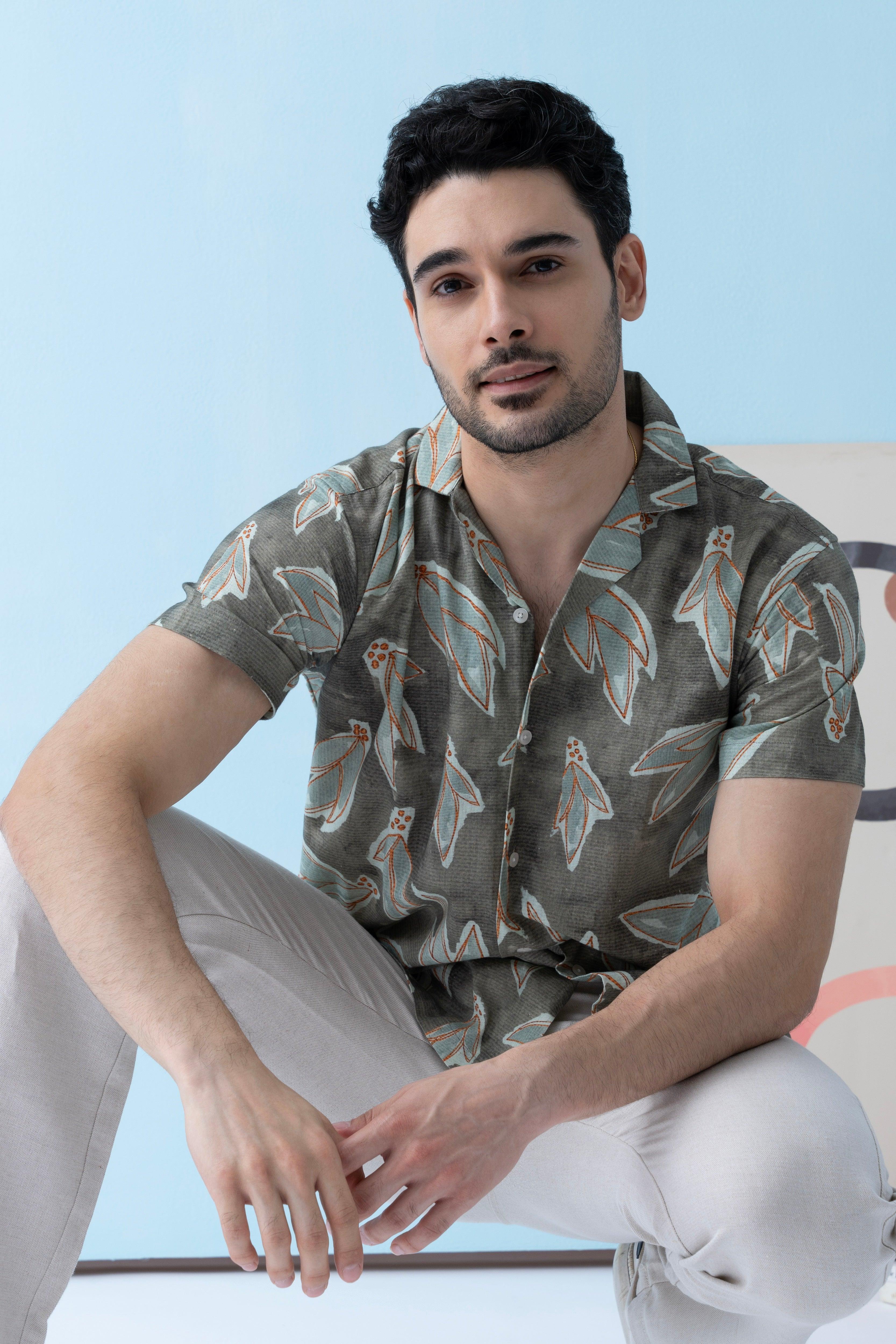 Coastline Hemp Cuban Shirt in Leafy Sage