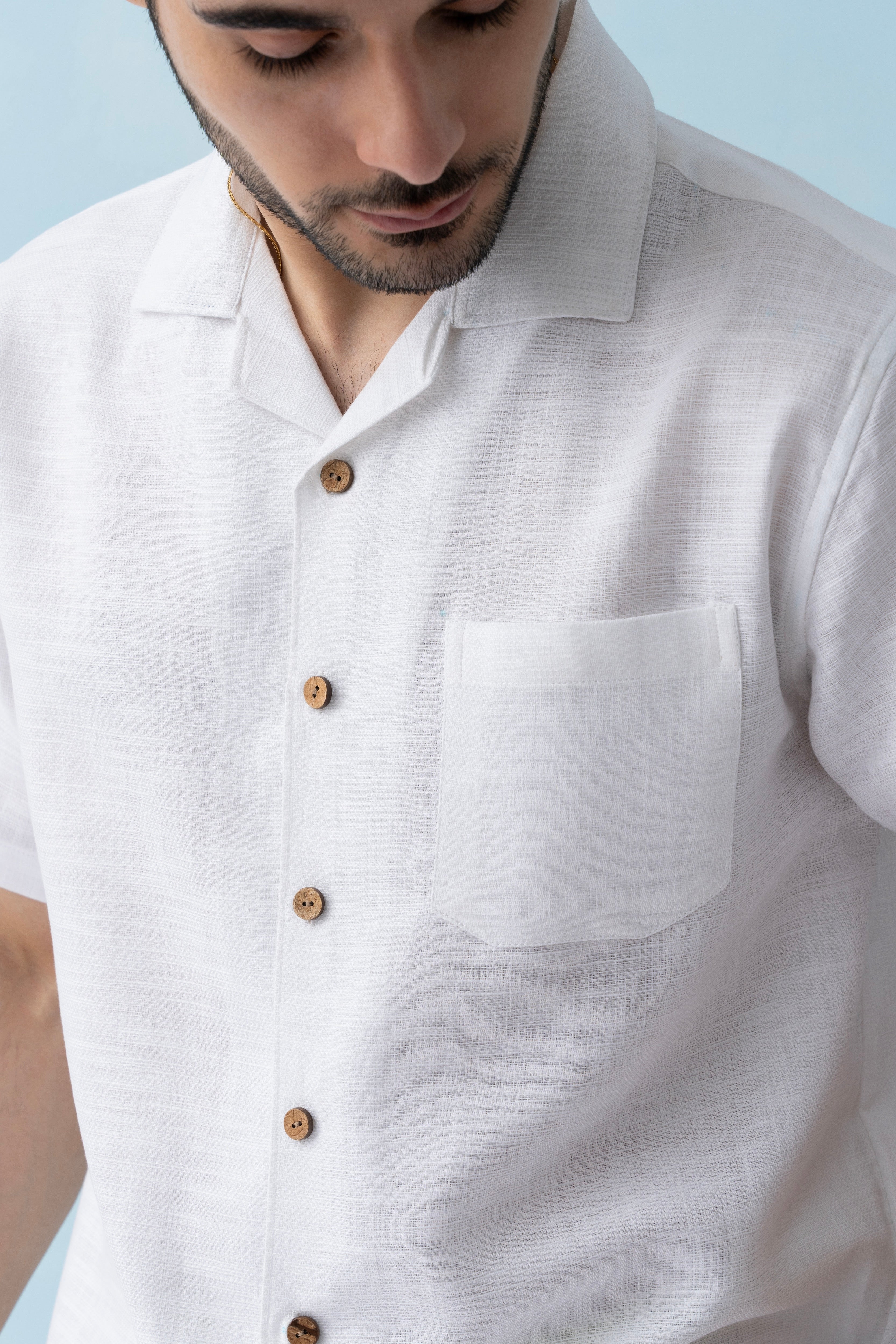 AirKnit Cuban Collar Shirt in Santorini White