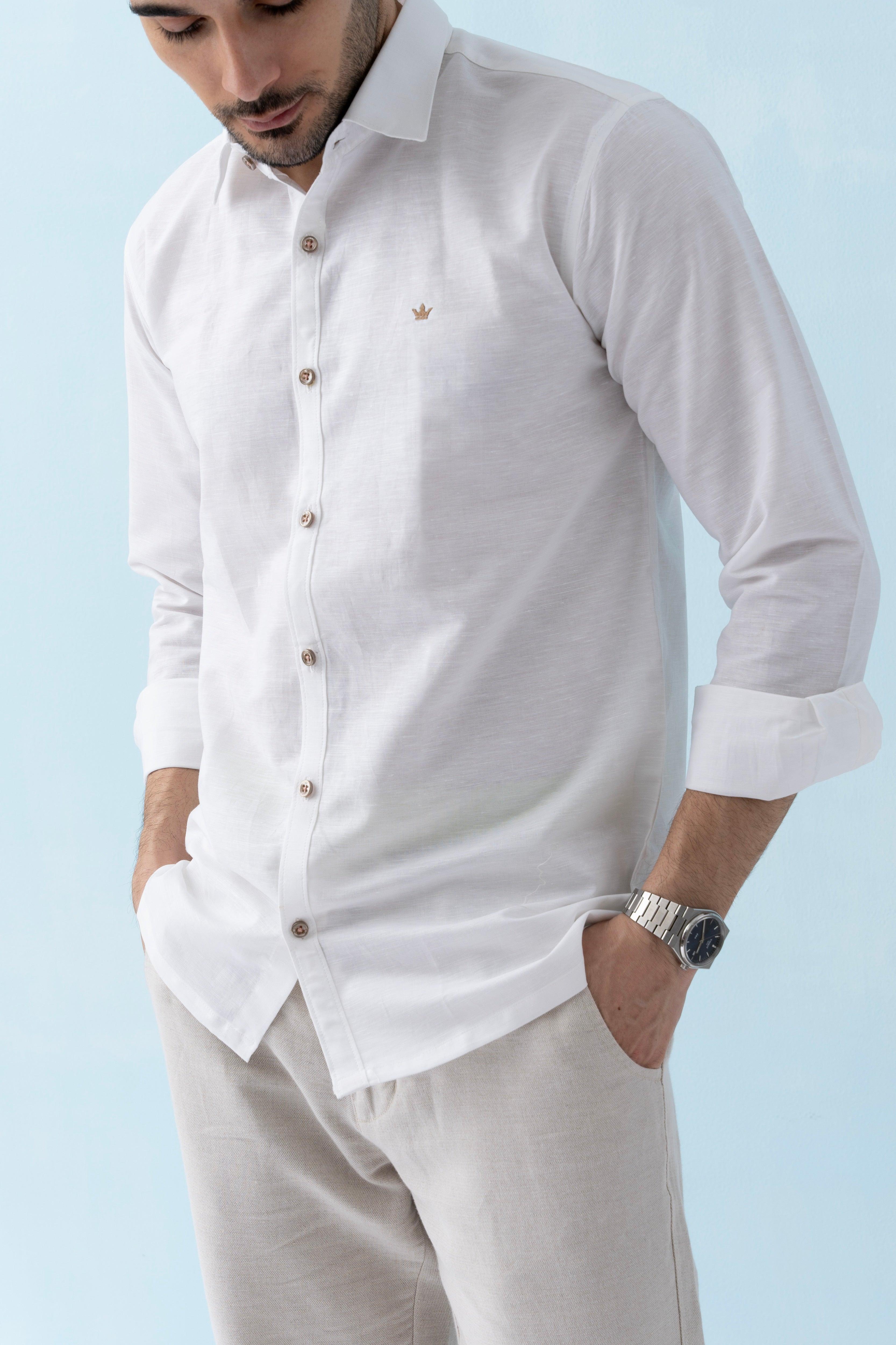 Conquest White Linen Blend Shirt