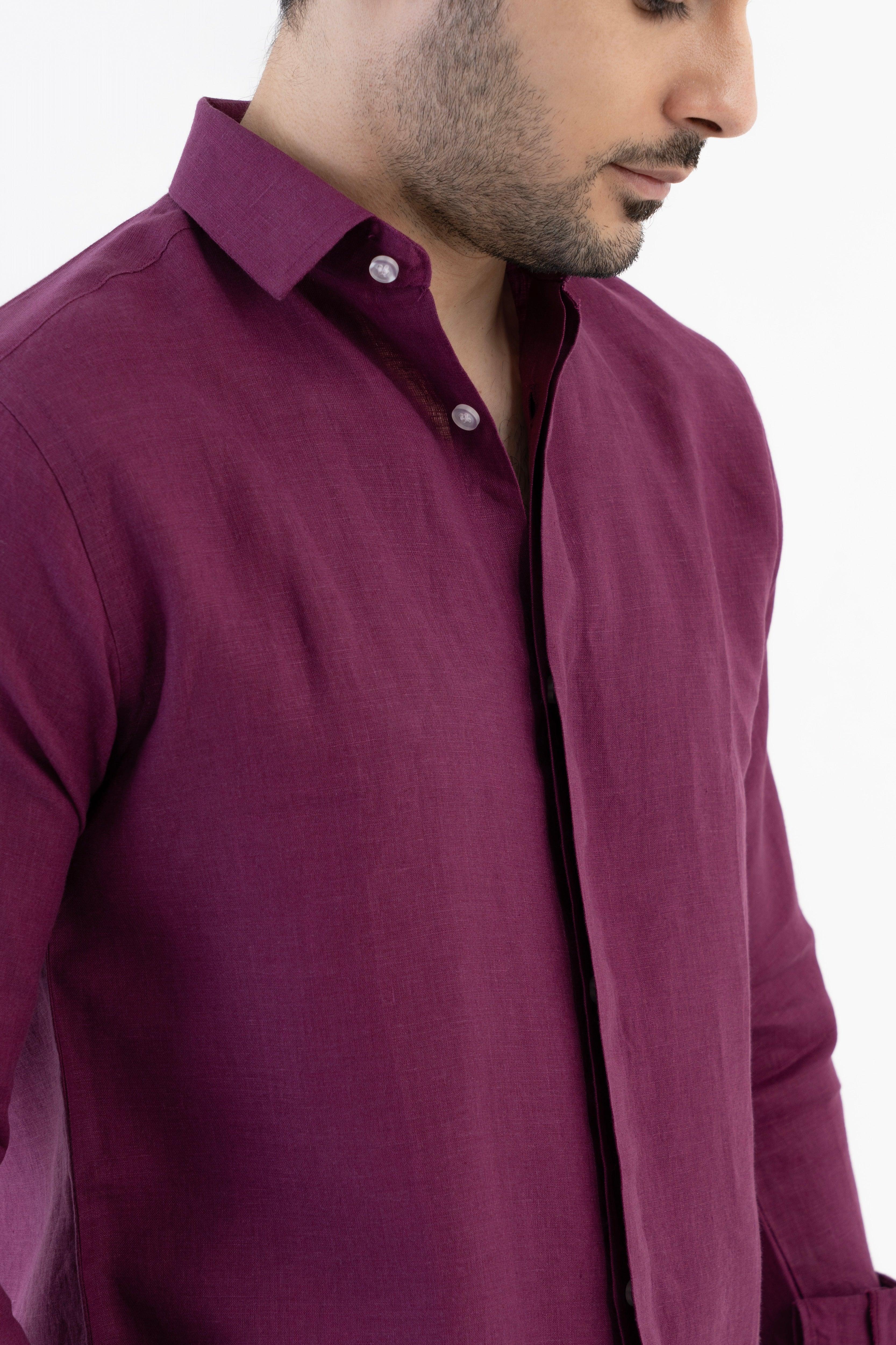 100% Linen Soft Touch Relaxed Fit Shirt in Mulberry Mist