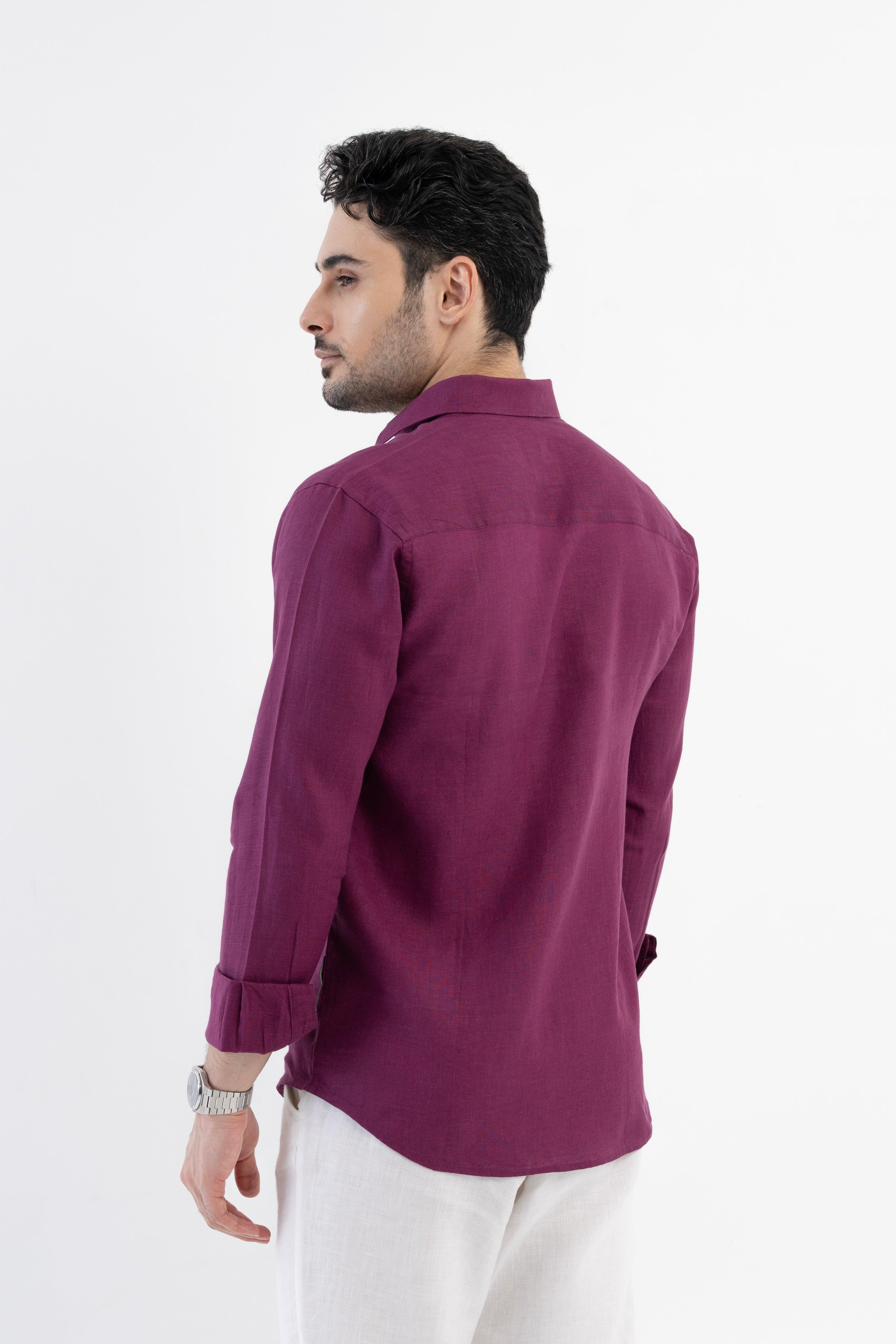 100% Linen Soft Touch Relaxed Fit Shirt in Mulberry Mist