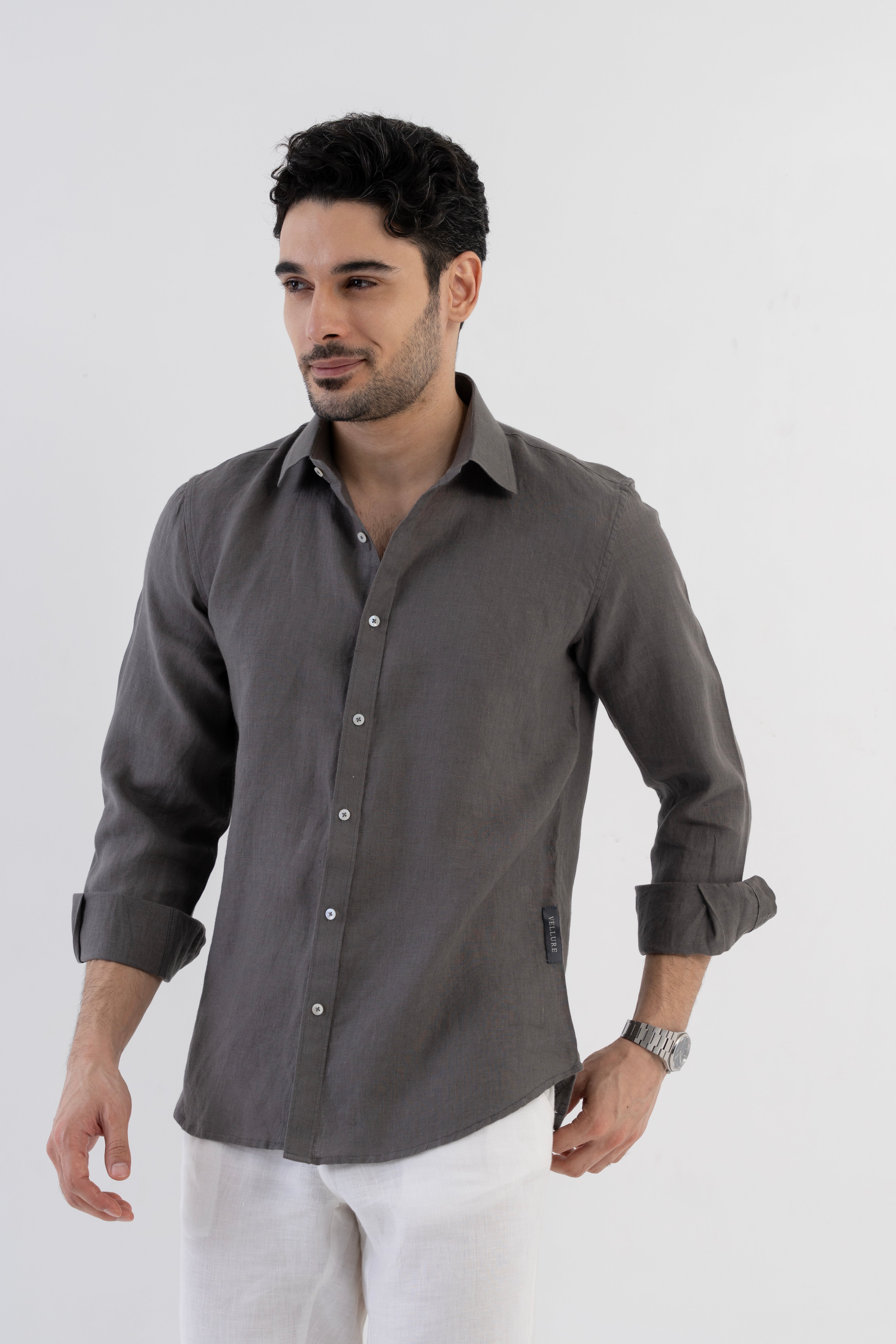 100% Linen Soft Touch Charcoal Grey Shirt