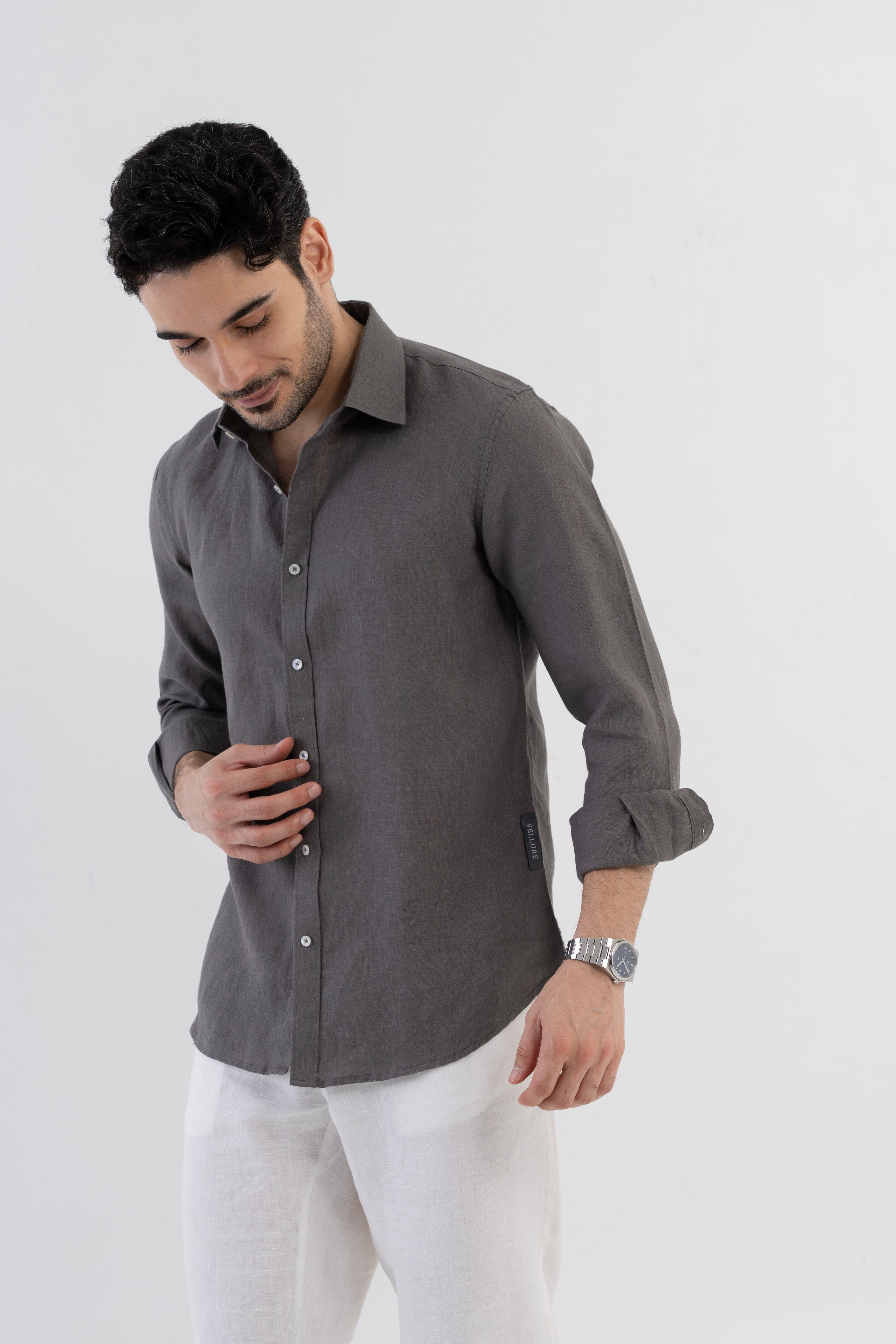 100% Linen Soft Touch Charcoal Grey Shirt