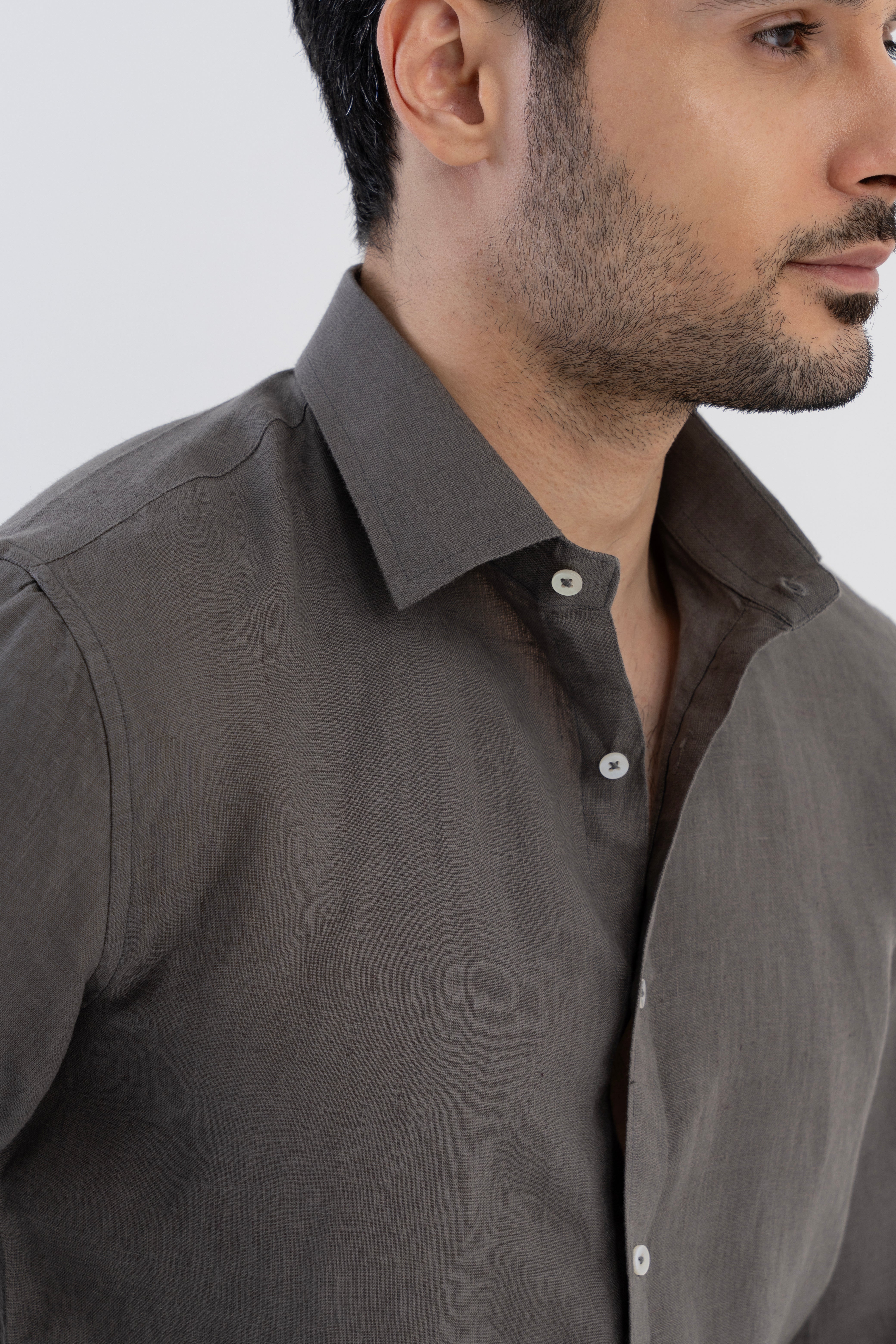 100% Linen Soft Touch Charcoal Grey Shirt