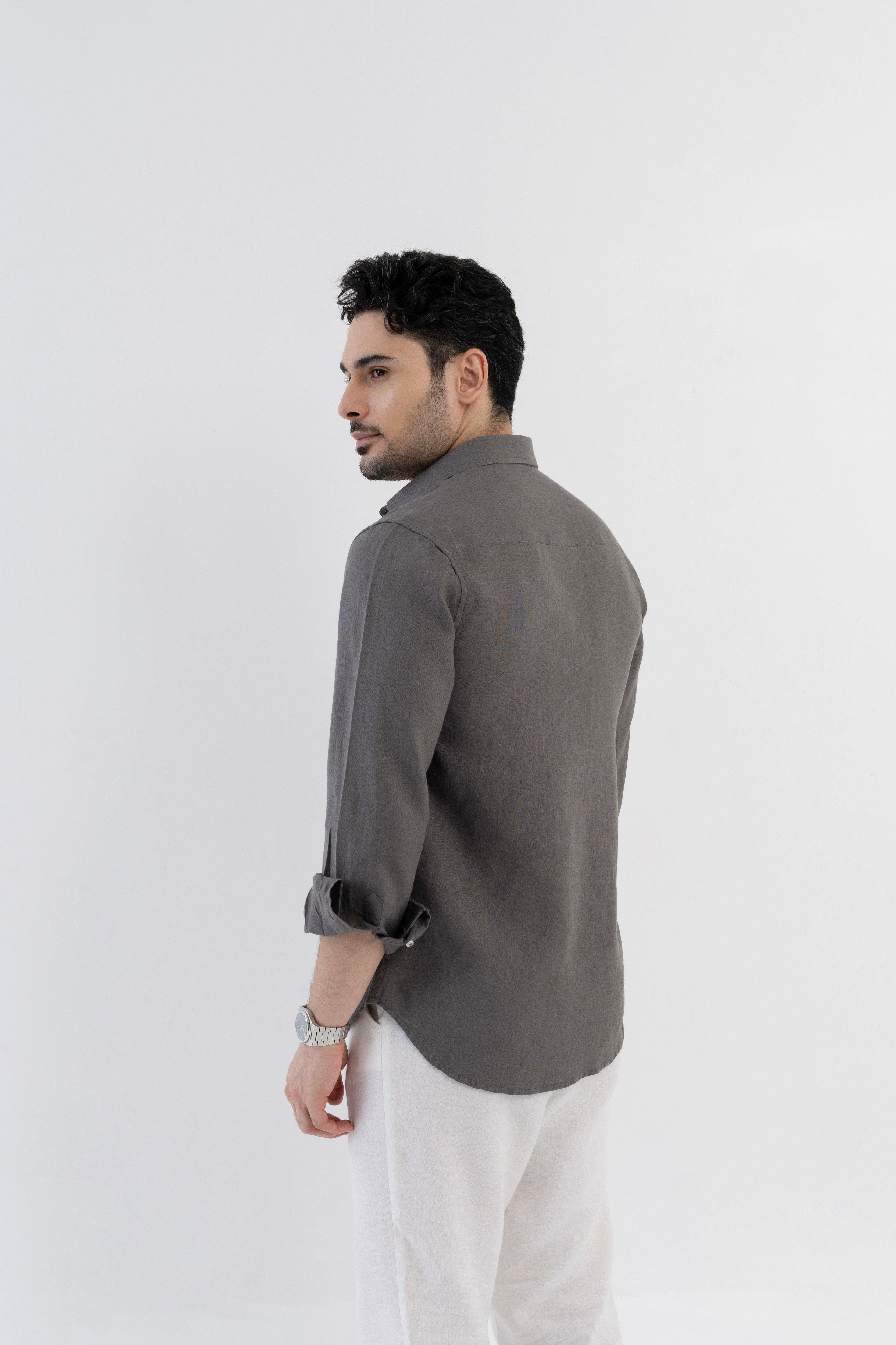 100% Linen Soft Touch Charcoal Grey Shirt