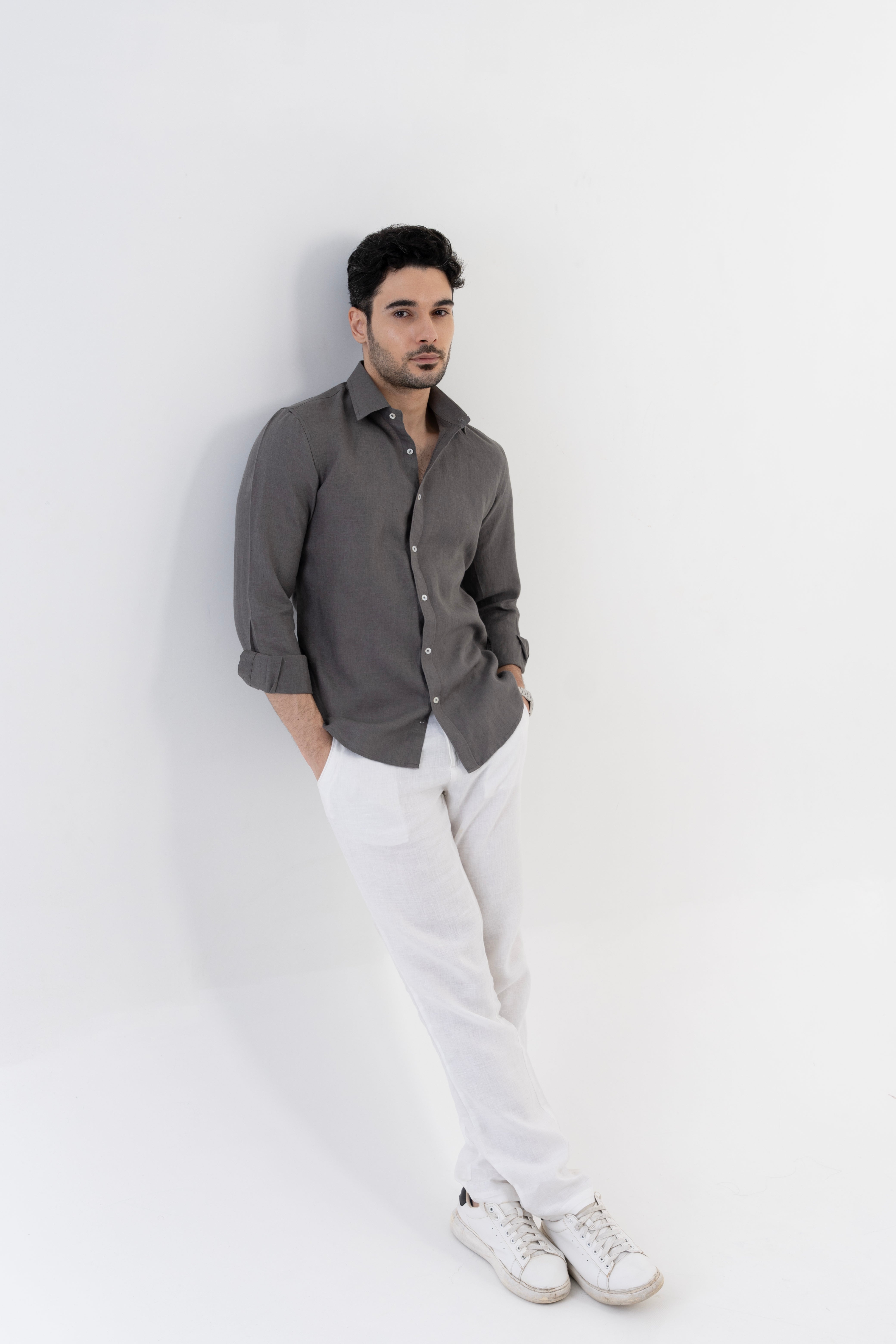 100% Linen Soft Touch Charcoal Grey Shirt