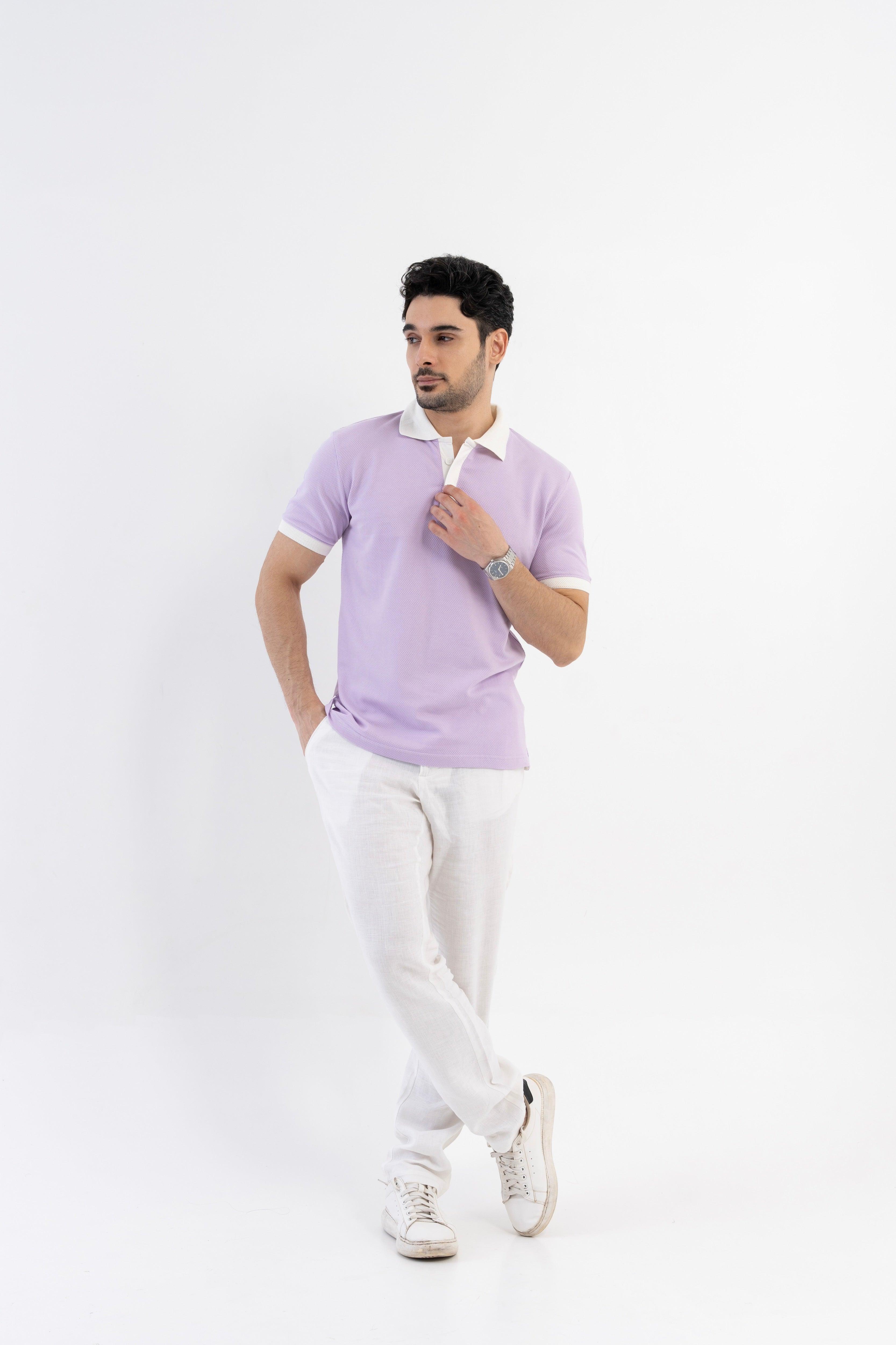 Textured Harmony Polo In Lilac