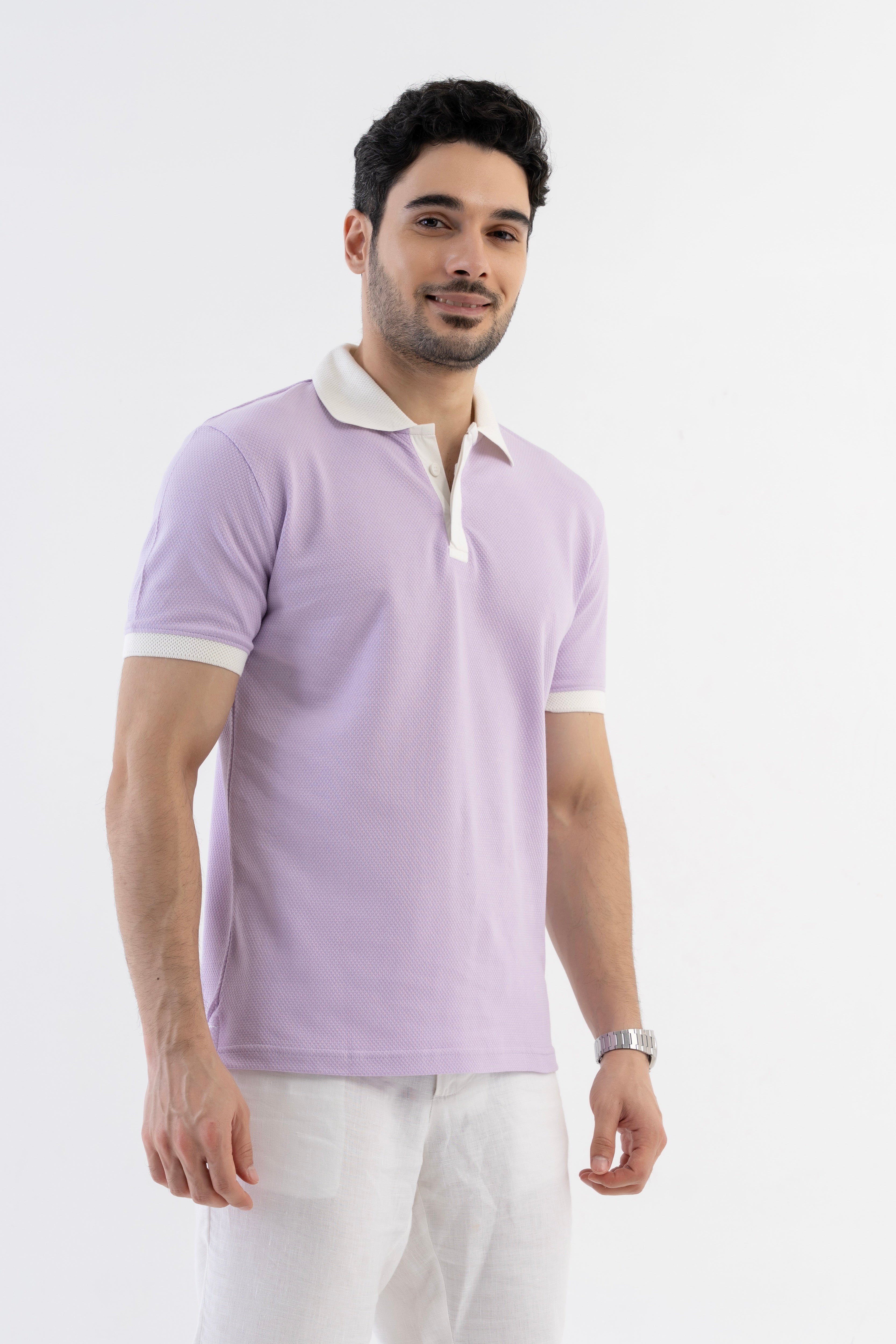 Textured Harmony Polo In Lilac