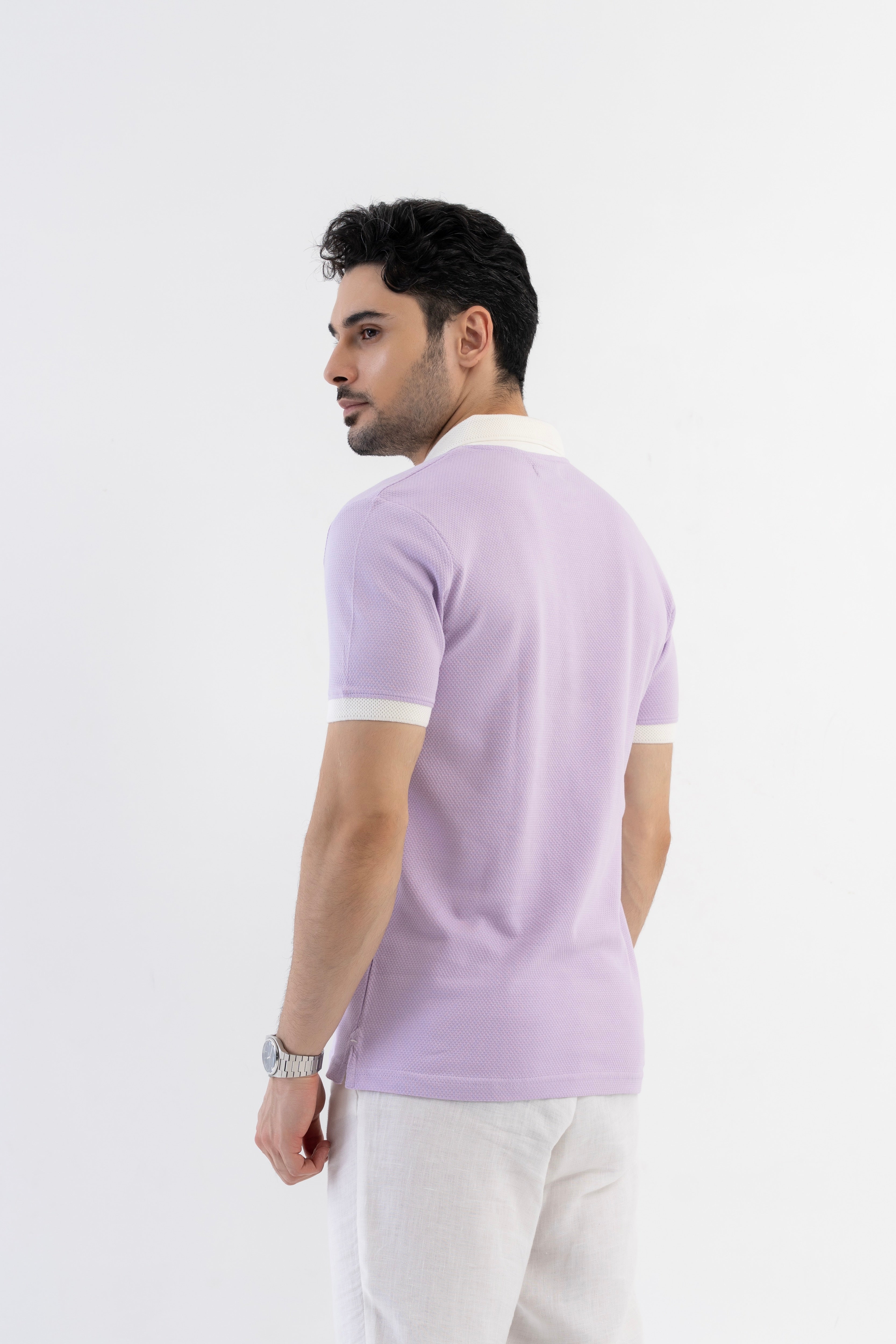 Textured Harmony Polo In Lilac