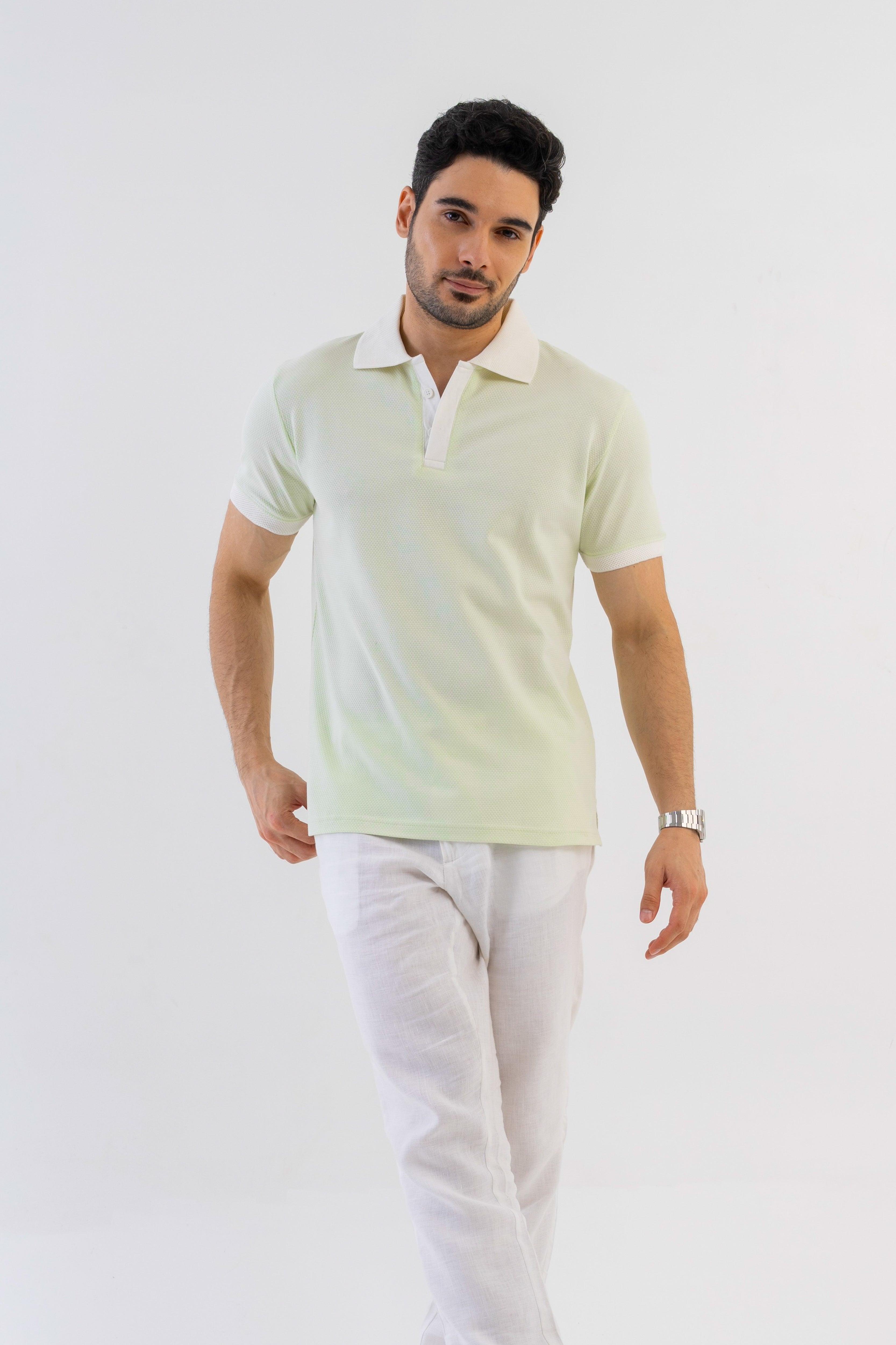 Textured Harmony Polo In Cool Mint