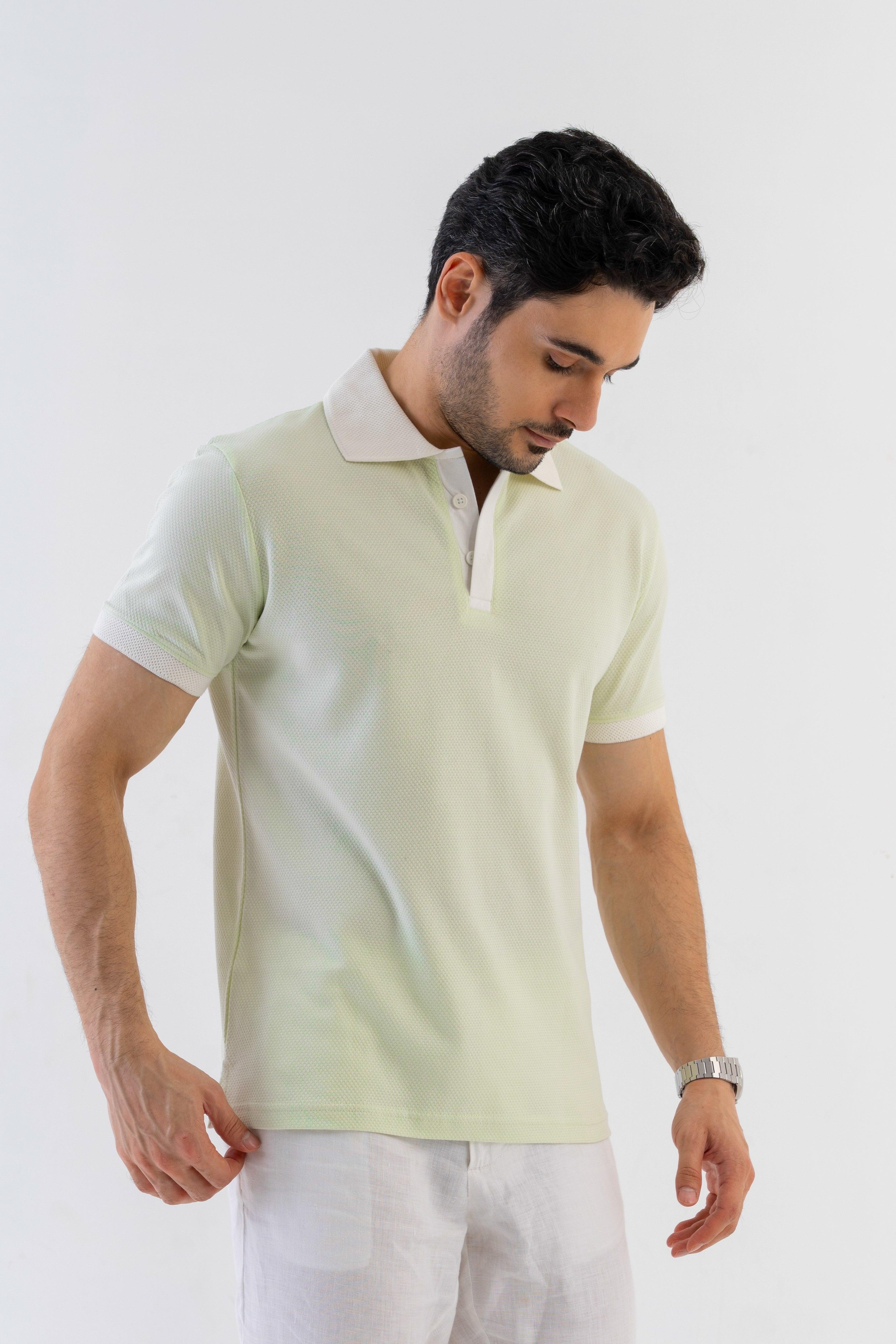 Textured Harmony Polo In Cool Mint