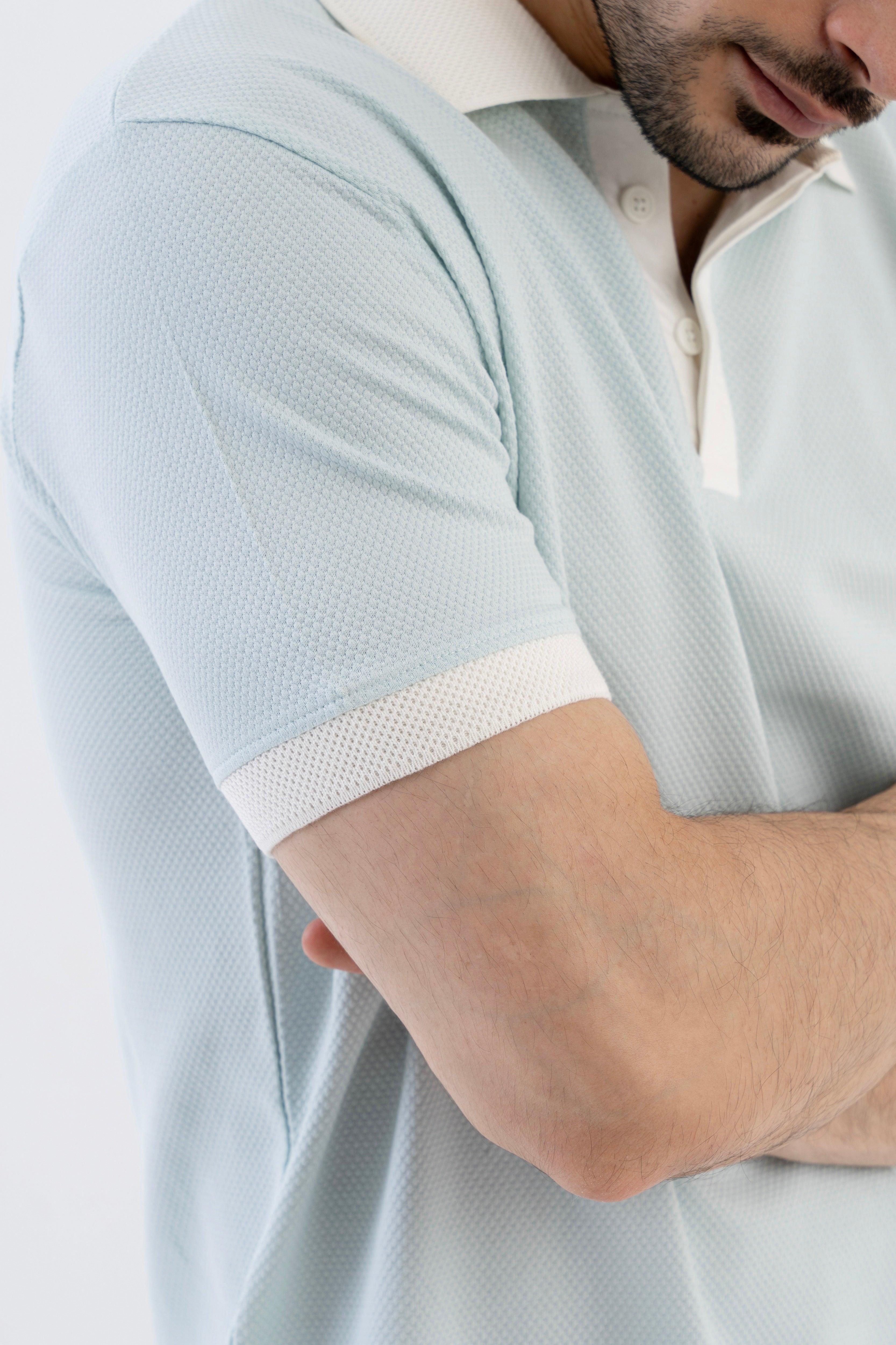 Textured Harmony Polo In Baby Blue