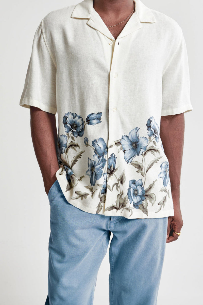 Viscose-Cotton Camp Collar Floral Shirt