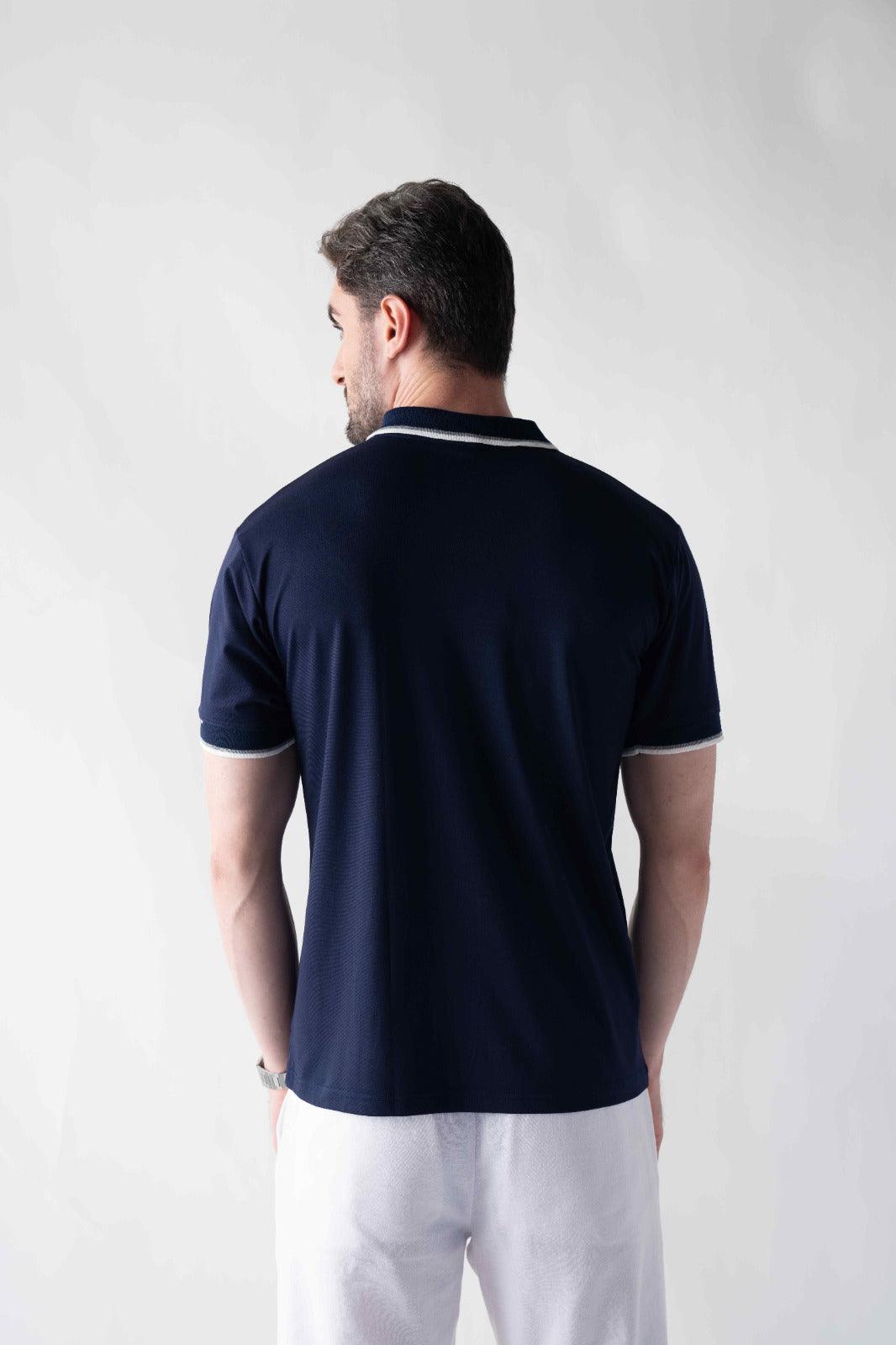 Tencel Stretch Polo in Deep Blue