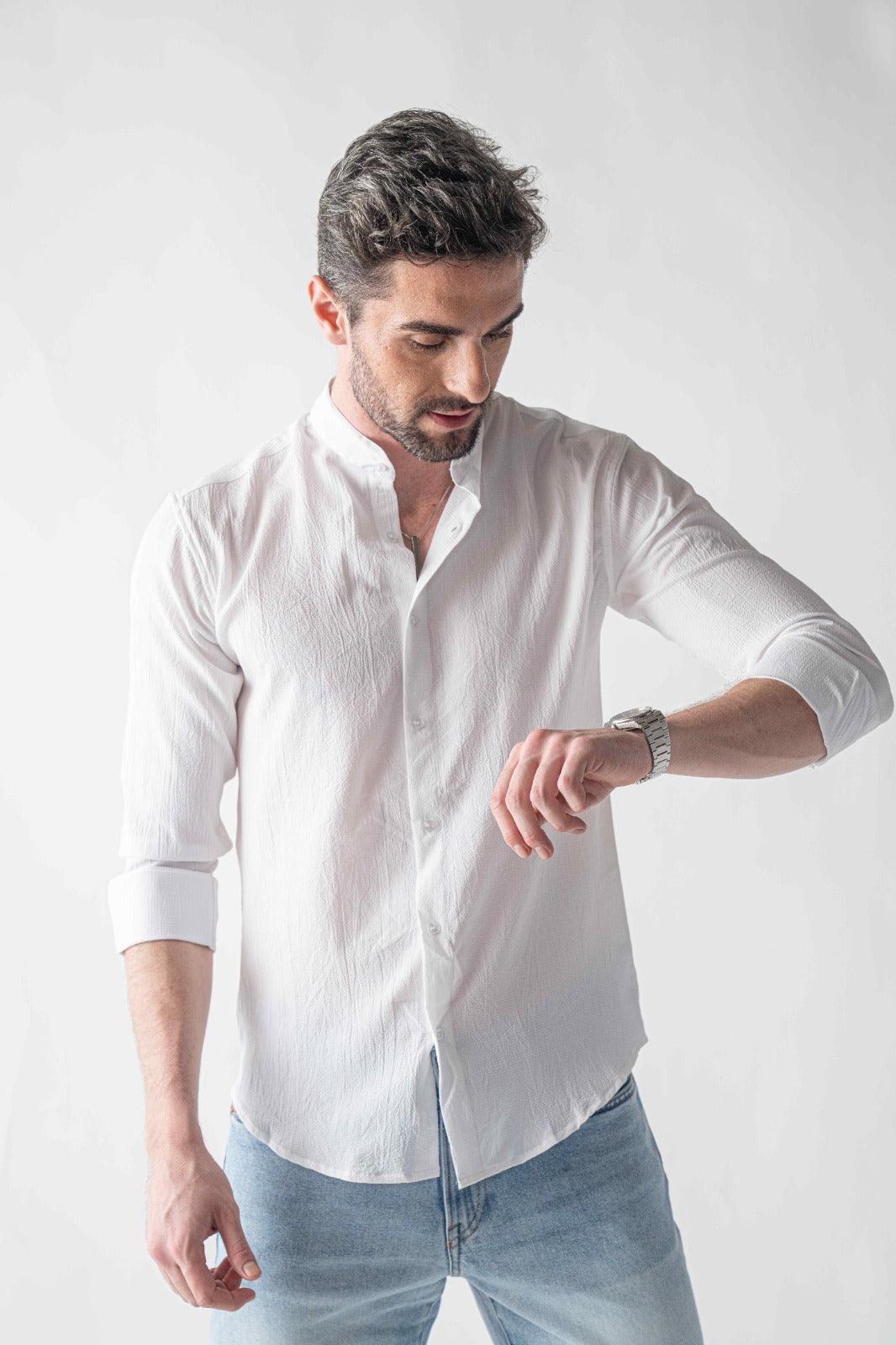 Ripple button up Crisp white Shirt