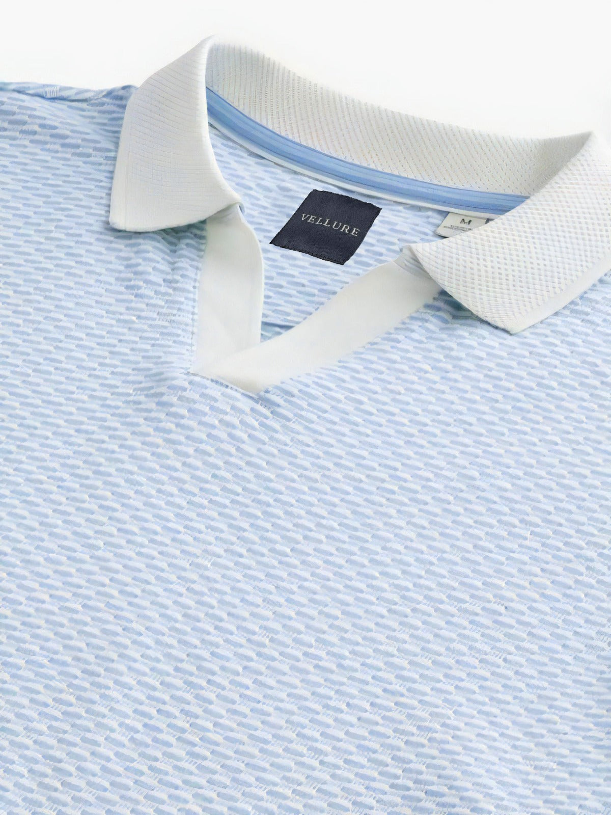 Mercerised Jacquard Polo in Mykonos Blue