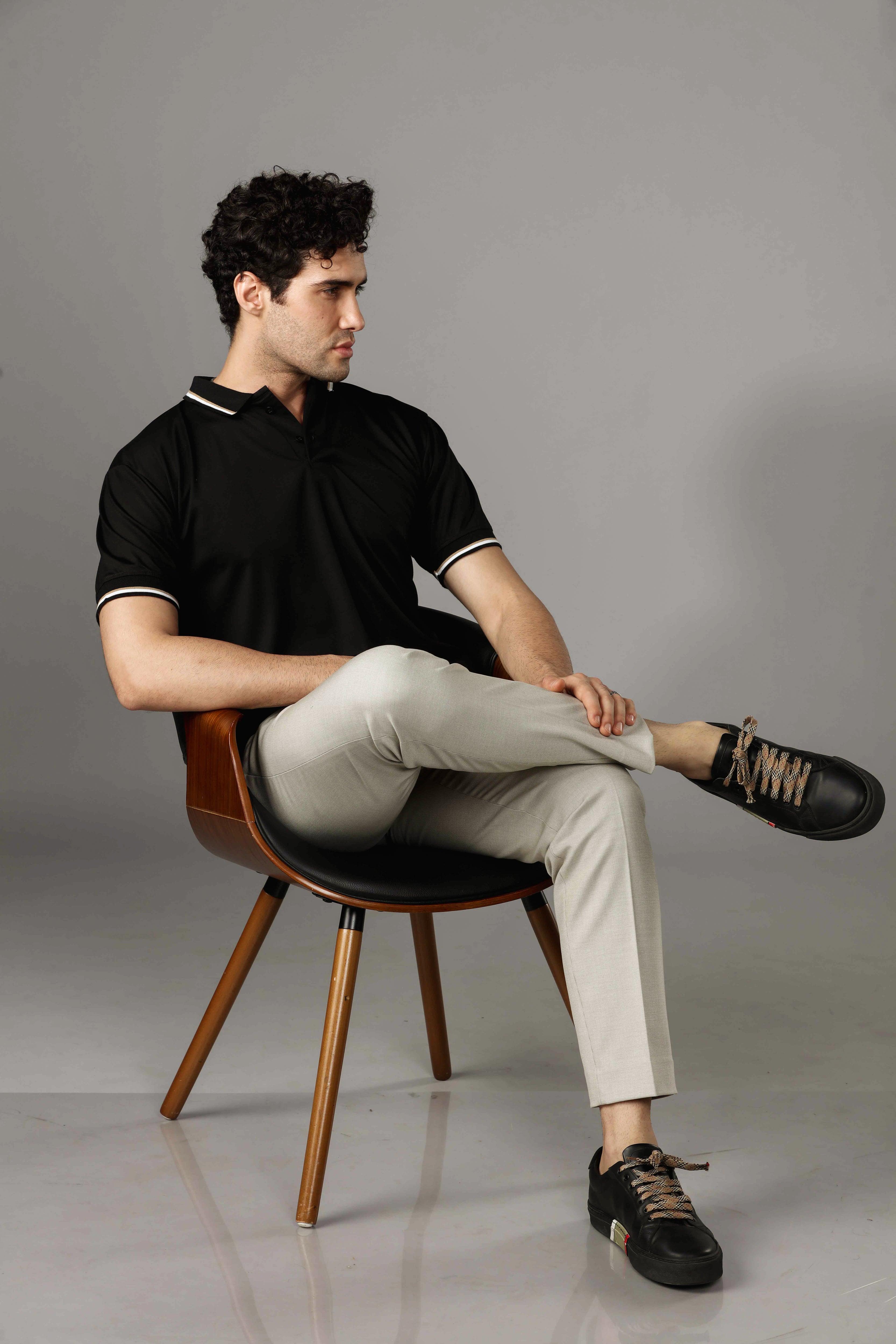 Tencel Stretch Polo in Jet Black