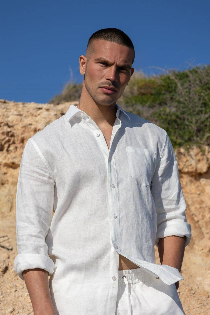 100% Linen Soft Touch Santorini White Shirt