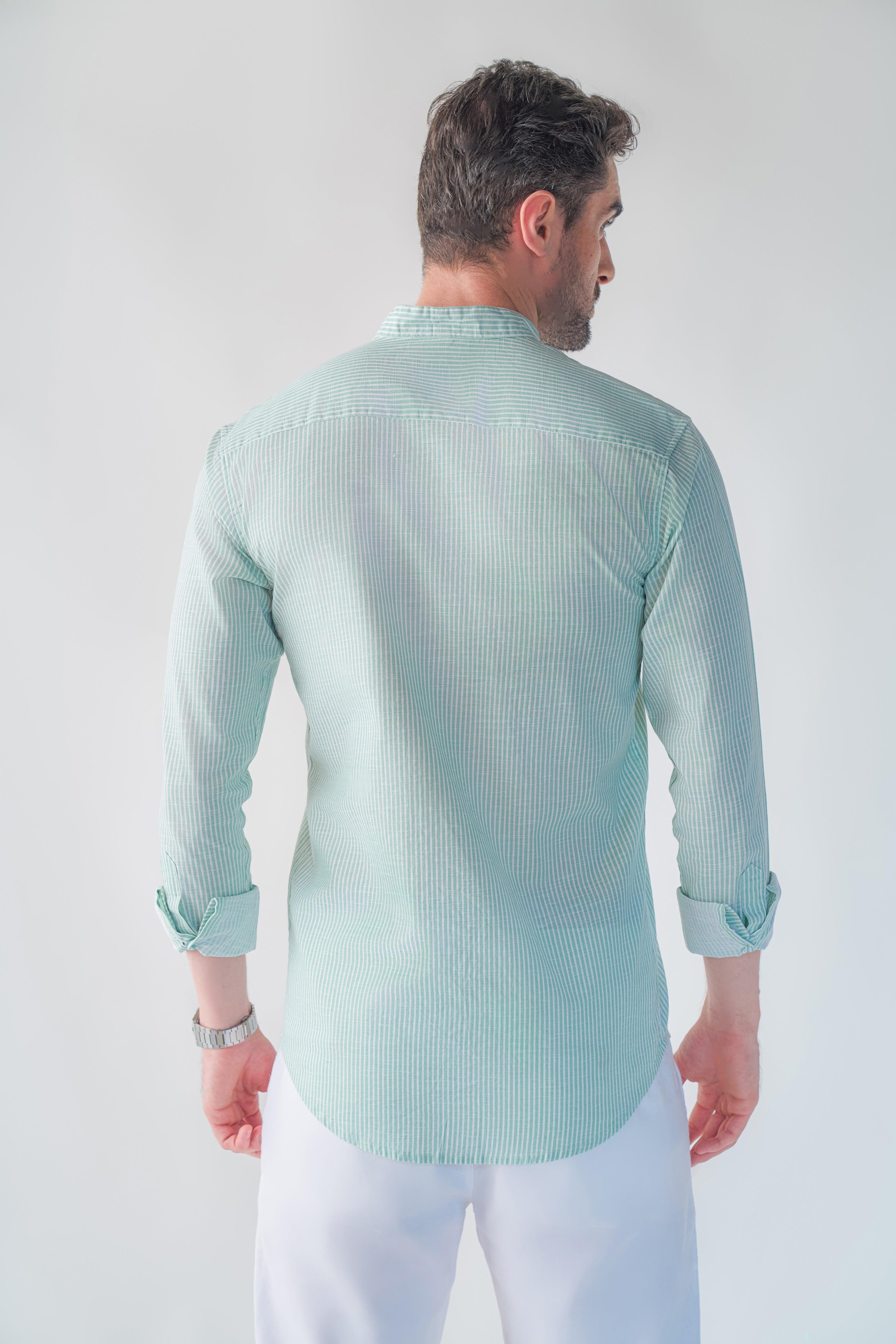 Pinstripe linen Bali green Shirt