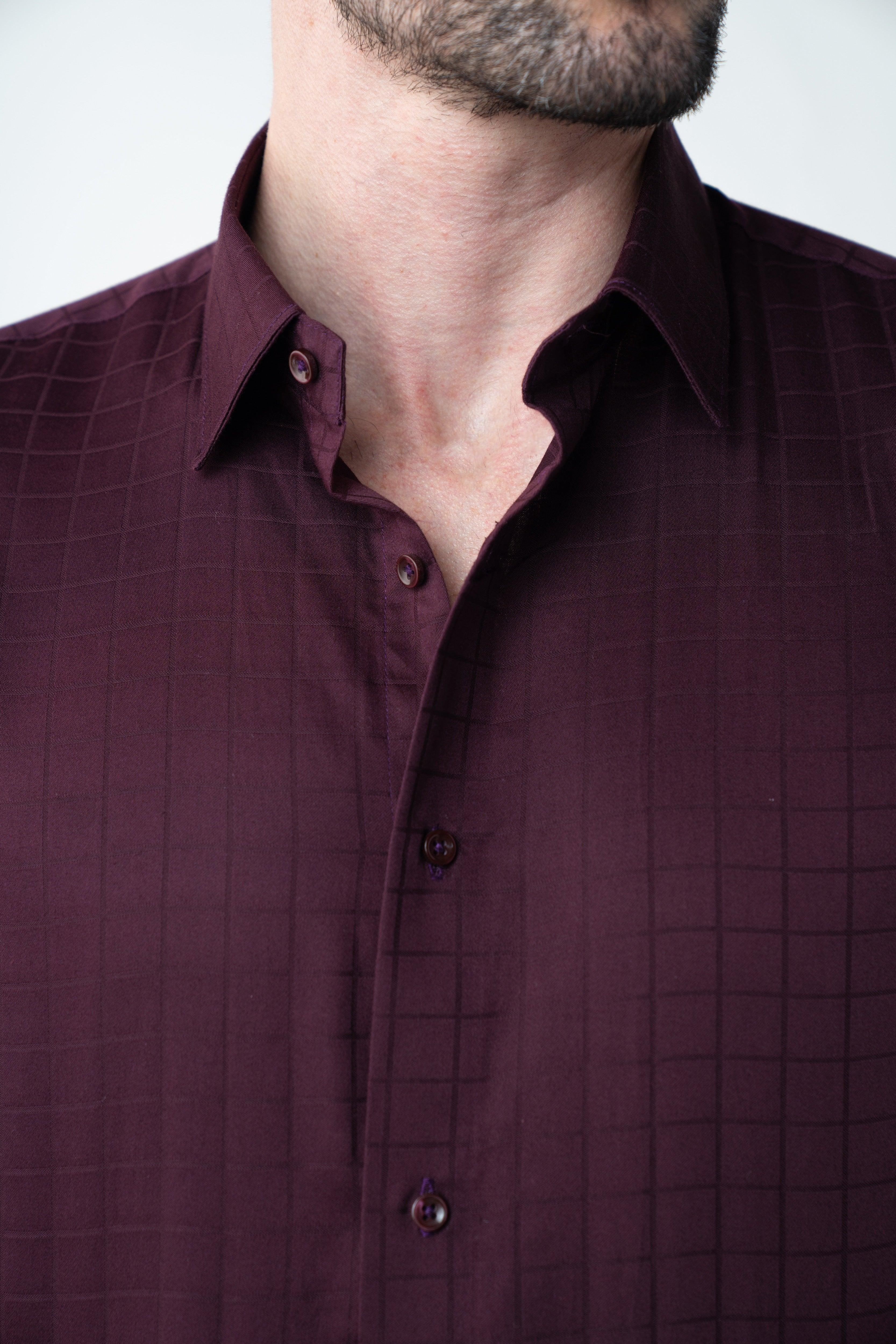 CheckMate Giza Satin Dark Wine Shirt