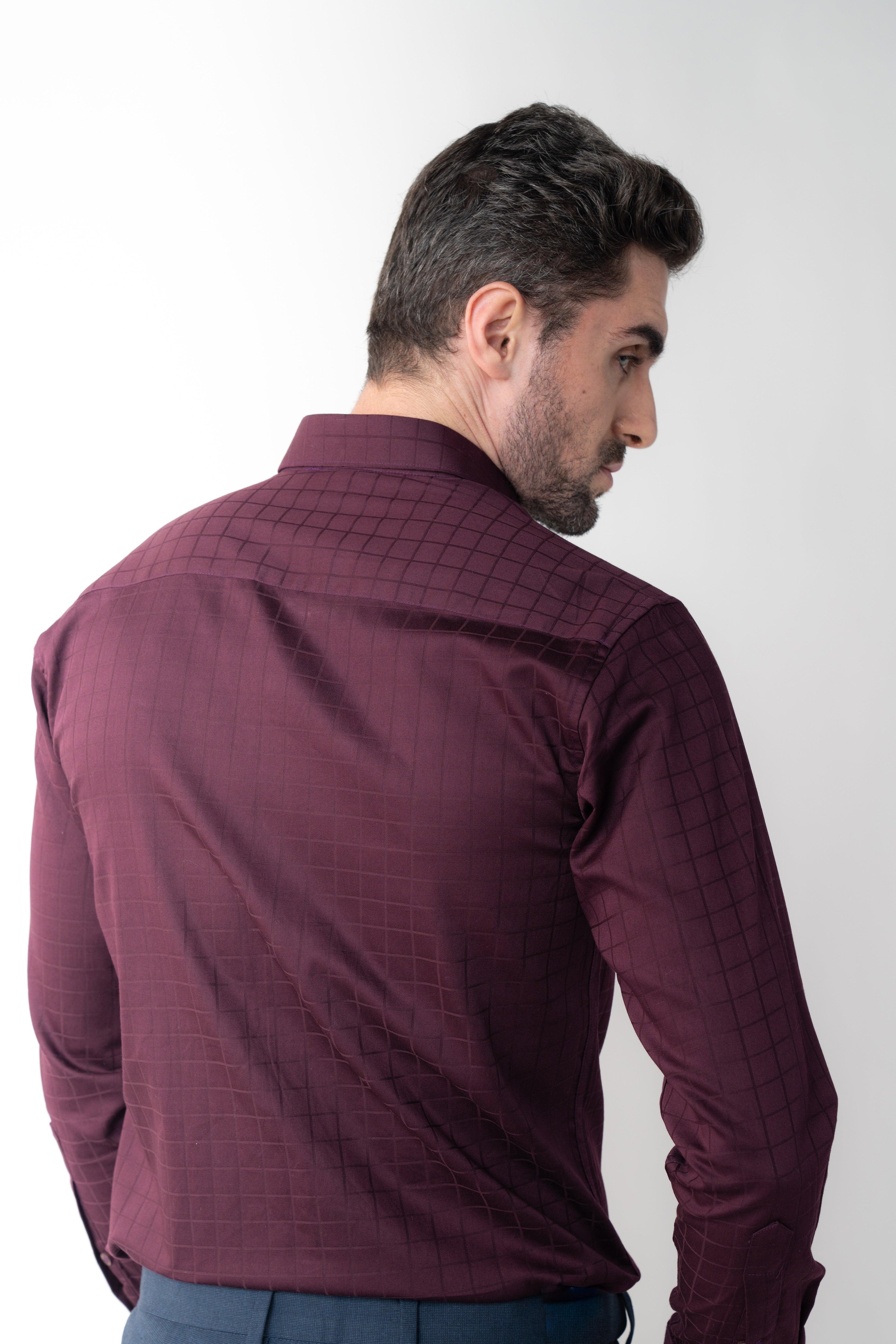 CheckMate Giza Satin Dark Wine Shirt