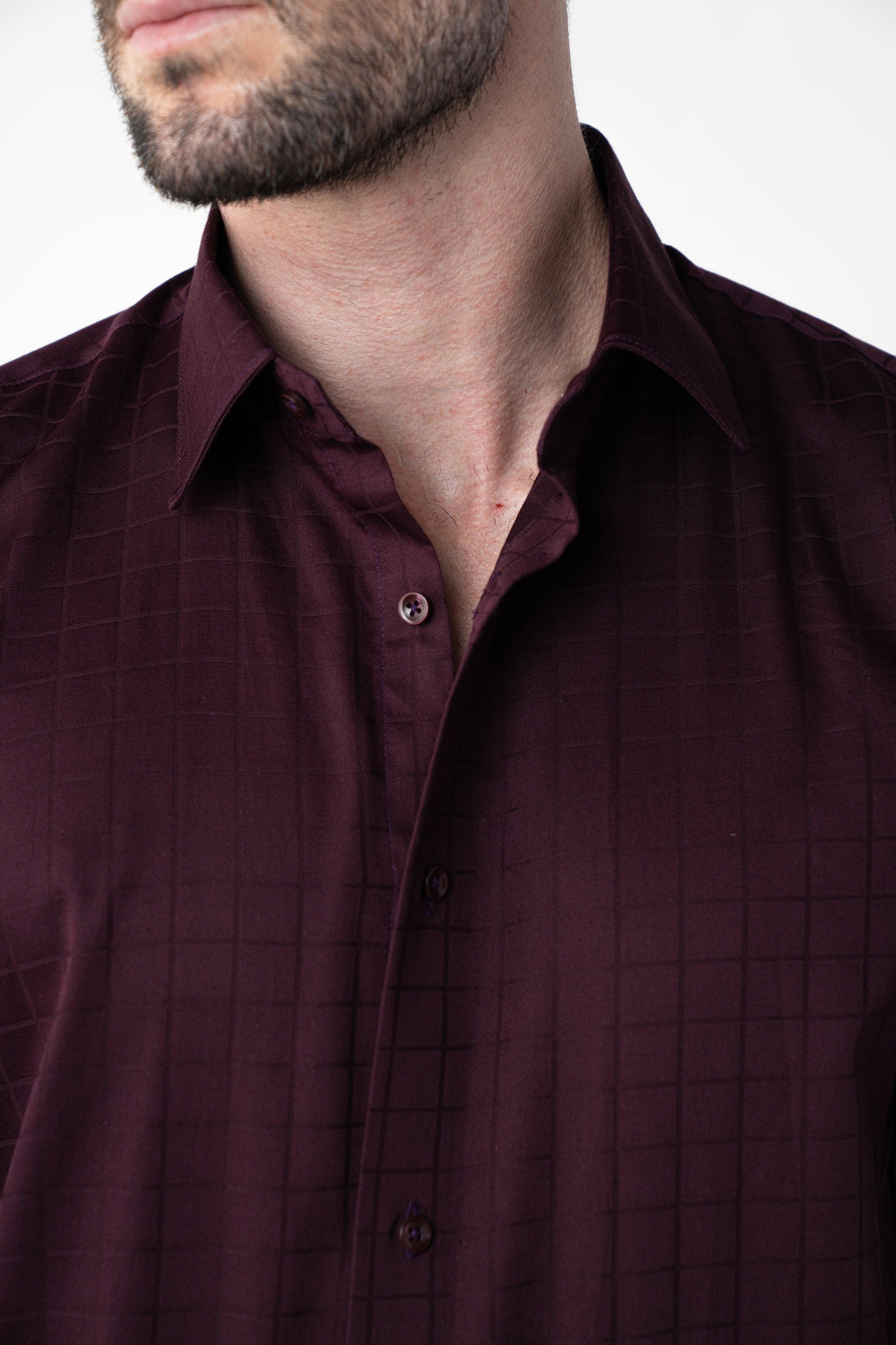 CheckMate Giza Satin Dark Wine Shirt