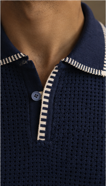 Monaco Club Navy Open-Knit Polo